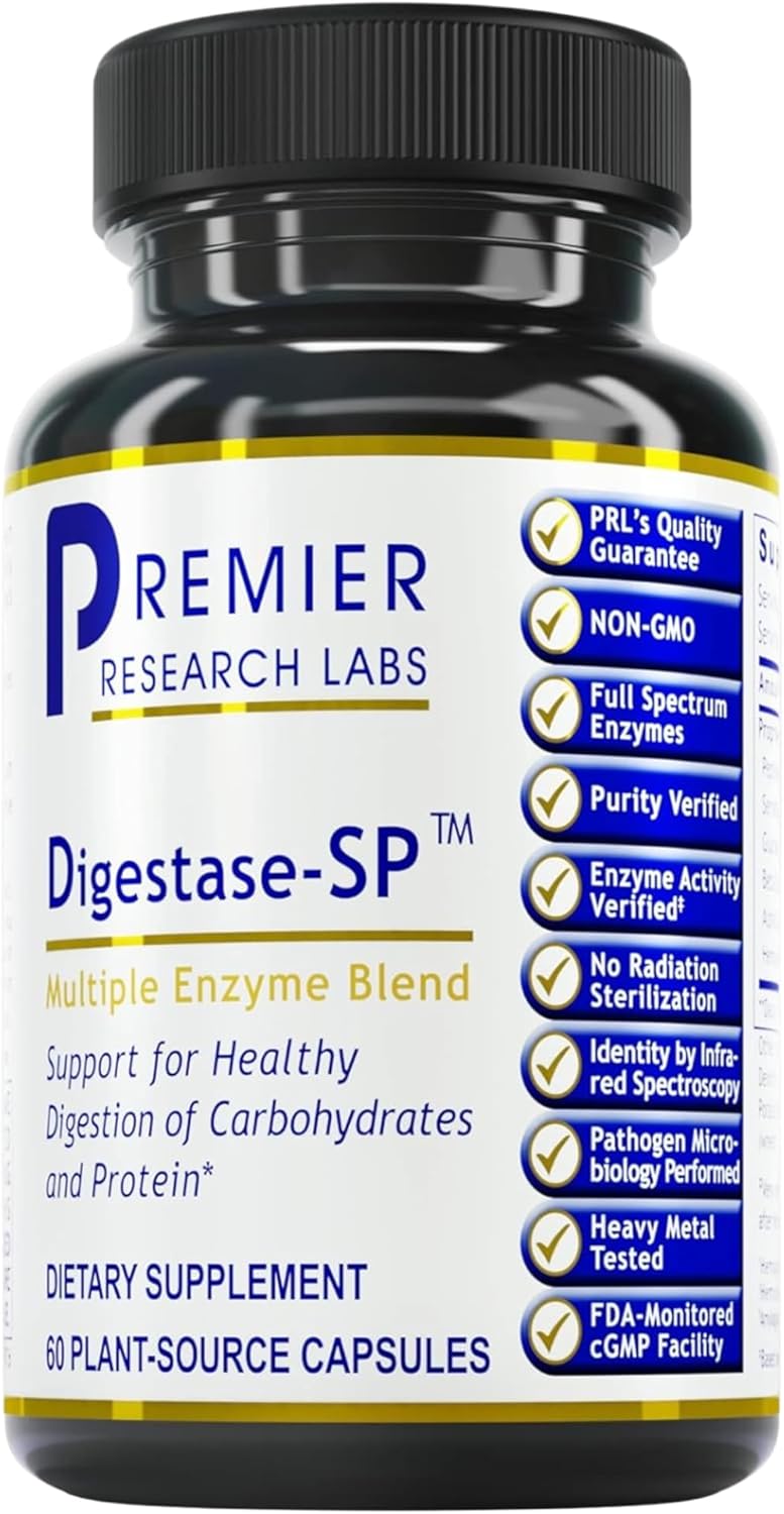 Digestase-SP Enzyme Supplement - Supports Carbohydrate and Protein Digestion - Plant-Based Relief for Intestinal Gas and Bloating - 60 Capsules