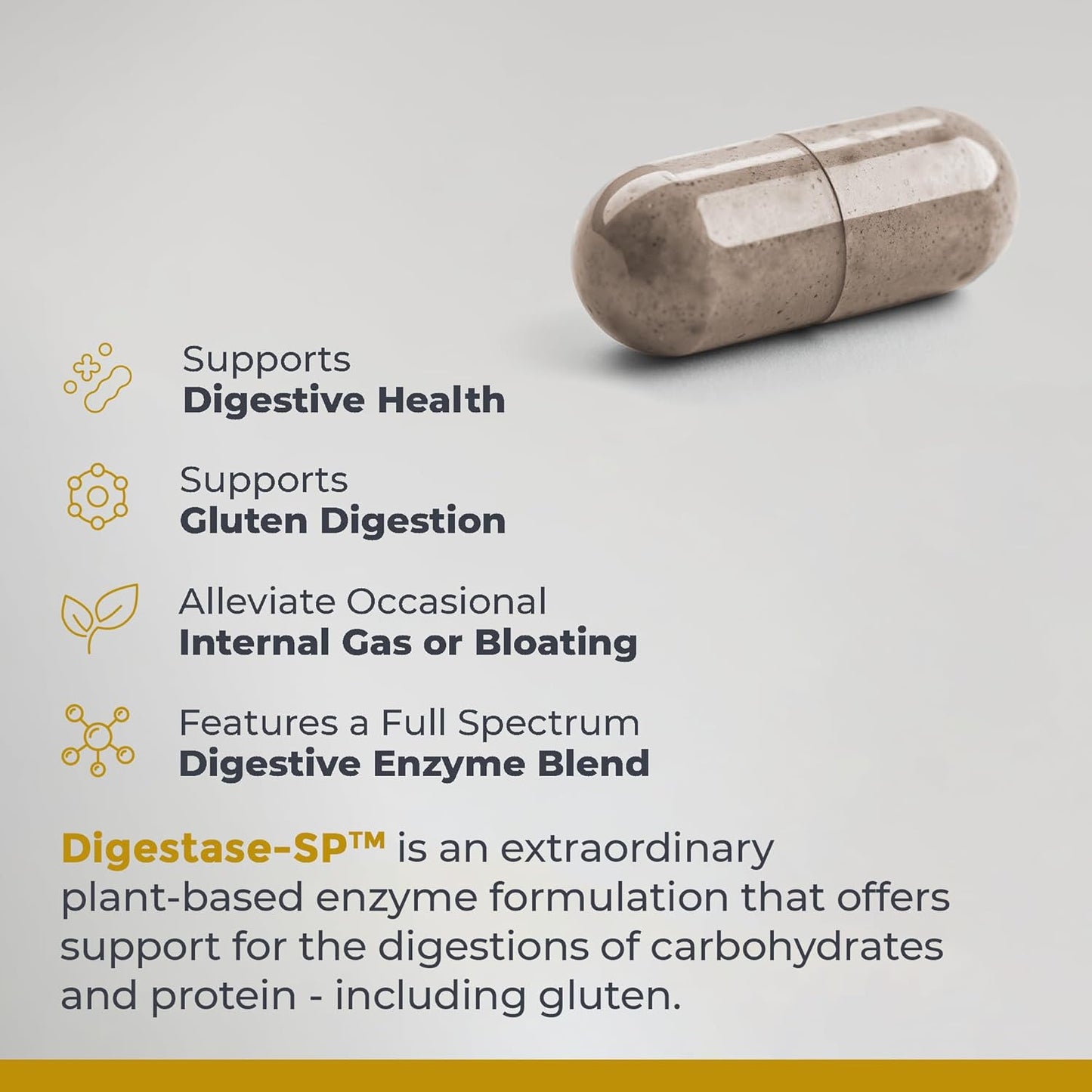 Digestase-SP Enzyme Supplement - Supports Carbohydrate and Protein Digestion - Plant-Based Relief for Intestinal Gas and Bloating - 60 Capsules