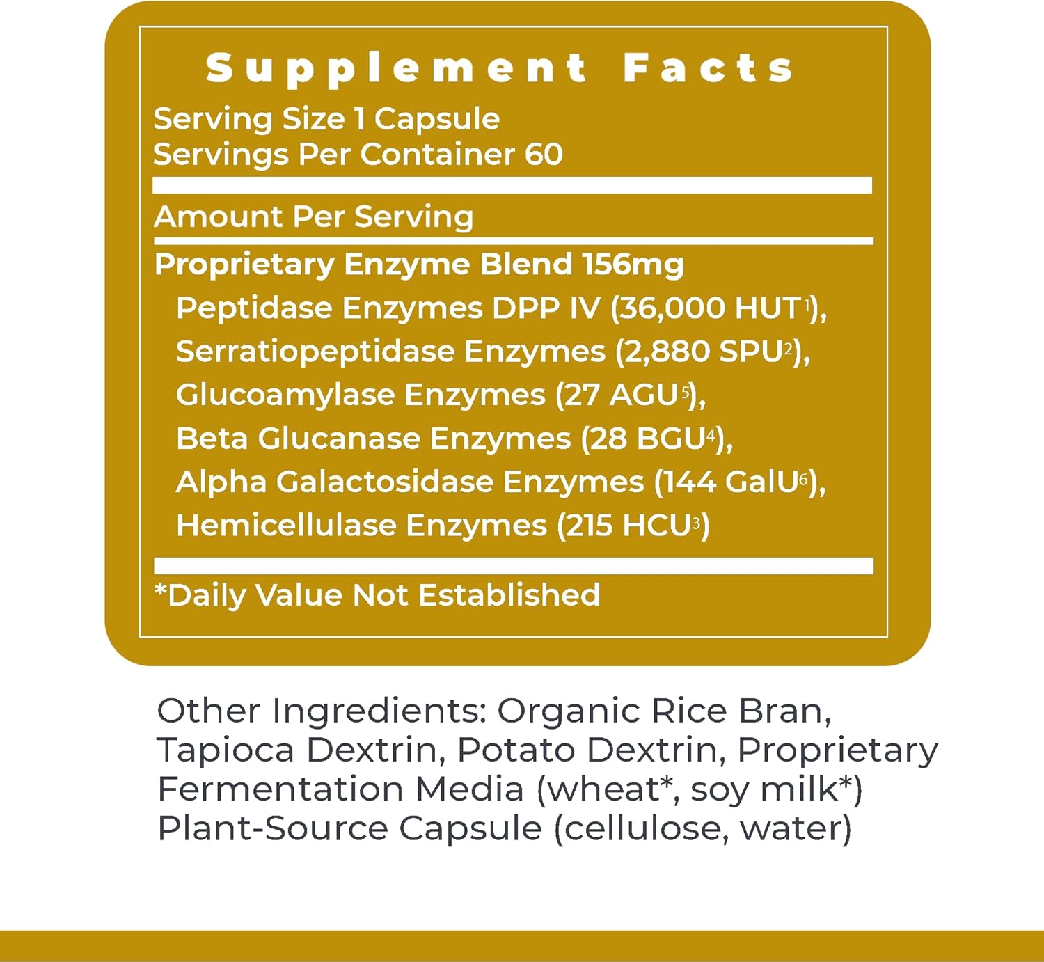Digestase-SP Enzyme Supplement - Supports Carbohydrate and Protein Digestion - Plant-Based Relief for Intestinal Gas and Bloating - 60 Capsules