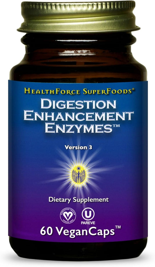 Digestion Enhancement Enzymes - 60 Vegan Capsules by HealthForce SuperFoods