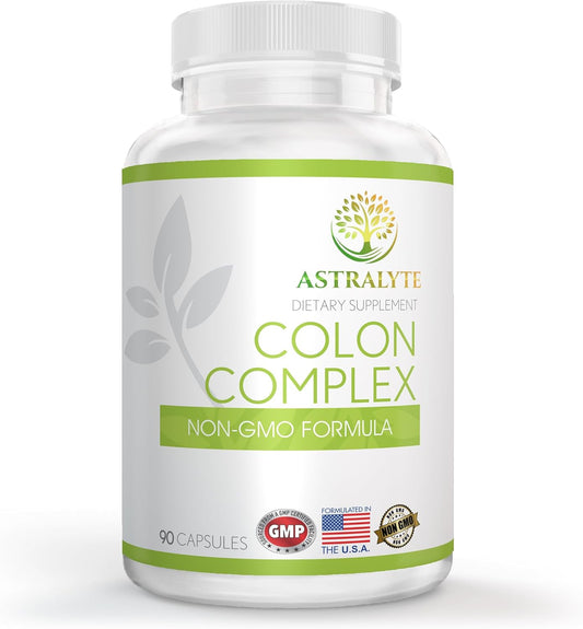 Digestive Discomfort Relief with ASTRALYTE Poop Softener - 7 Day Cleanse for Regulating Bowel Movements - Constipation Support with Cascara Sagrada, Prune Fruit, Ginger Root - Supports IBS - Non GMO - 90 CT