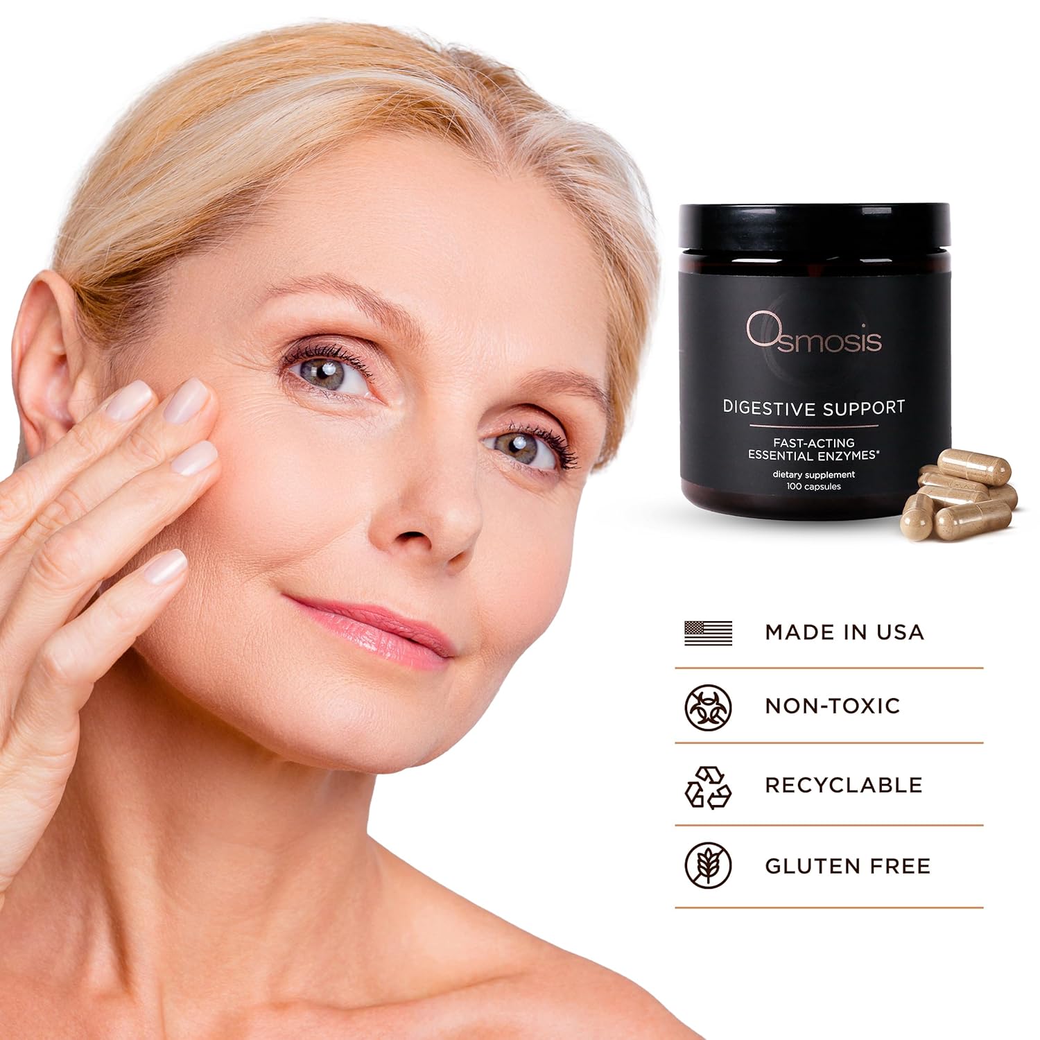 Digestive Enzyme Supplement for Gut Health and Bloating Relief - Fast-Acting Support for Men and Women, 100 Count