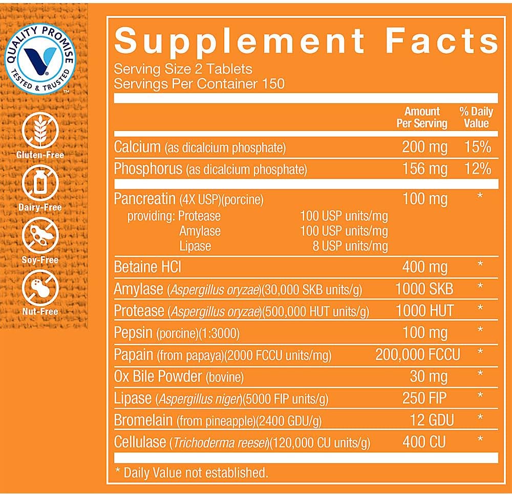 Digestive Enzyme Supplement for Protein, Carb, and Fat Absorption (300 Tablets) - The Vitamin Shoppe - BoostGo Australia