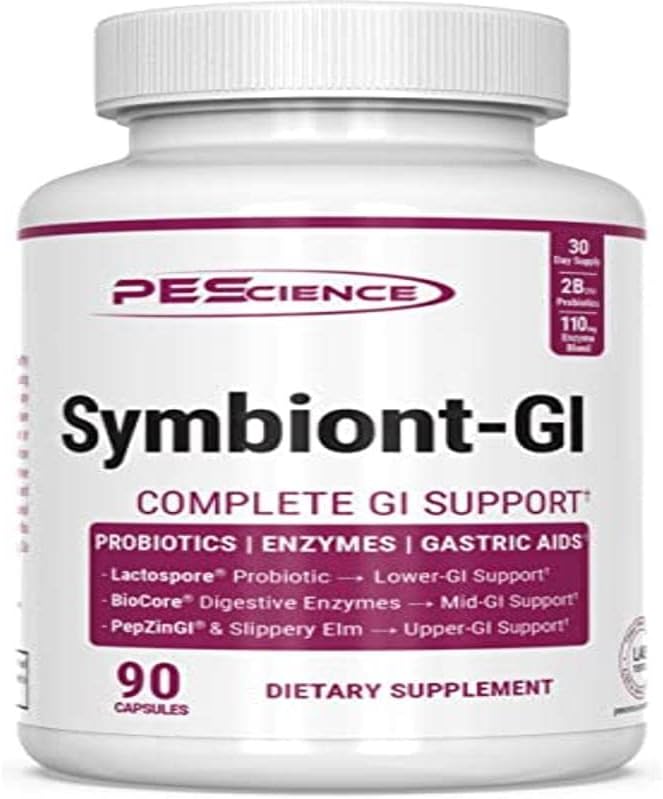Digestive Enzyme Supplement with Zinc Carnosine for Women and Men - PEScience Symbiont GI, Shelf Stable Probiotic - 30 Day Supply