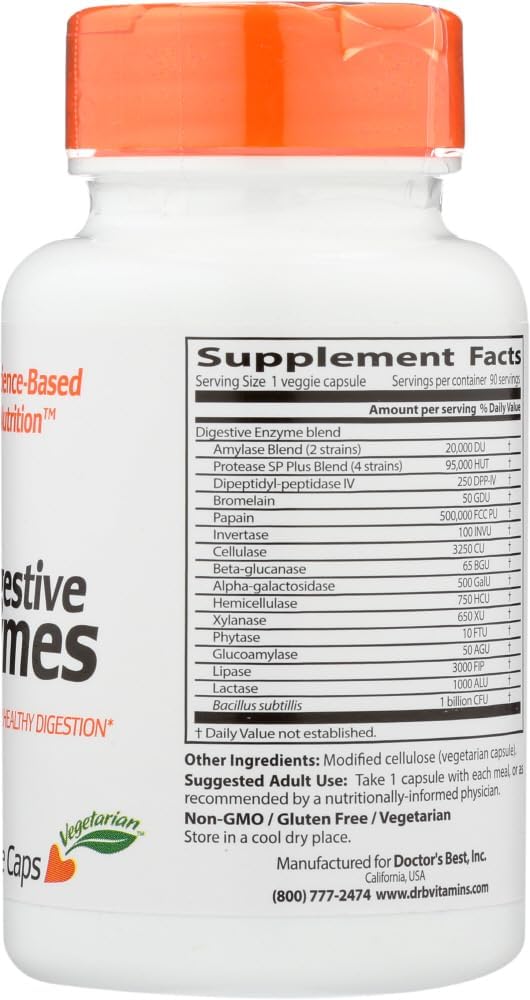 Digestive Enzymes 2 Pack - Doctor's Best 90 Veggie Capsules for Digestion Support