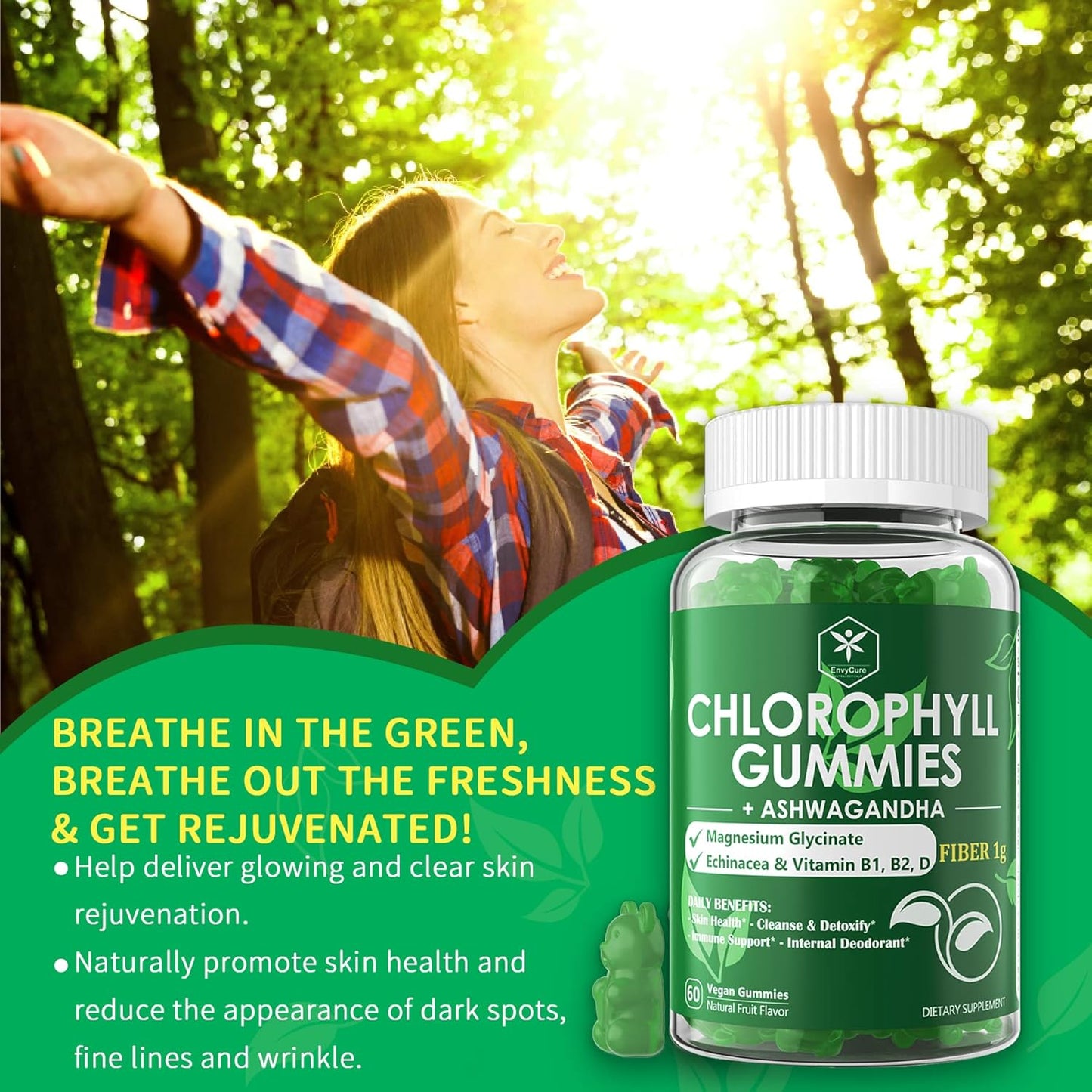 Digestive Enzymes and Chlorophyll Fiber Gummies Bundle for Digestive Health