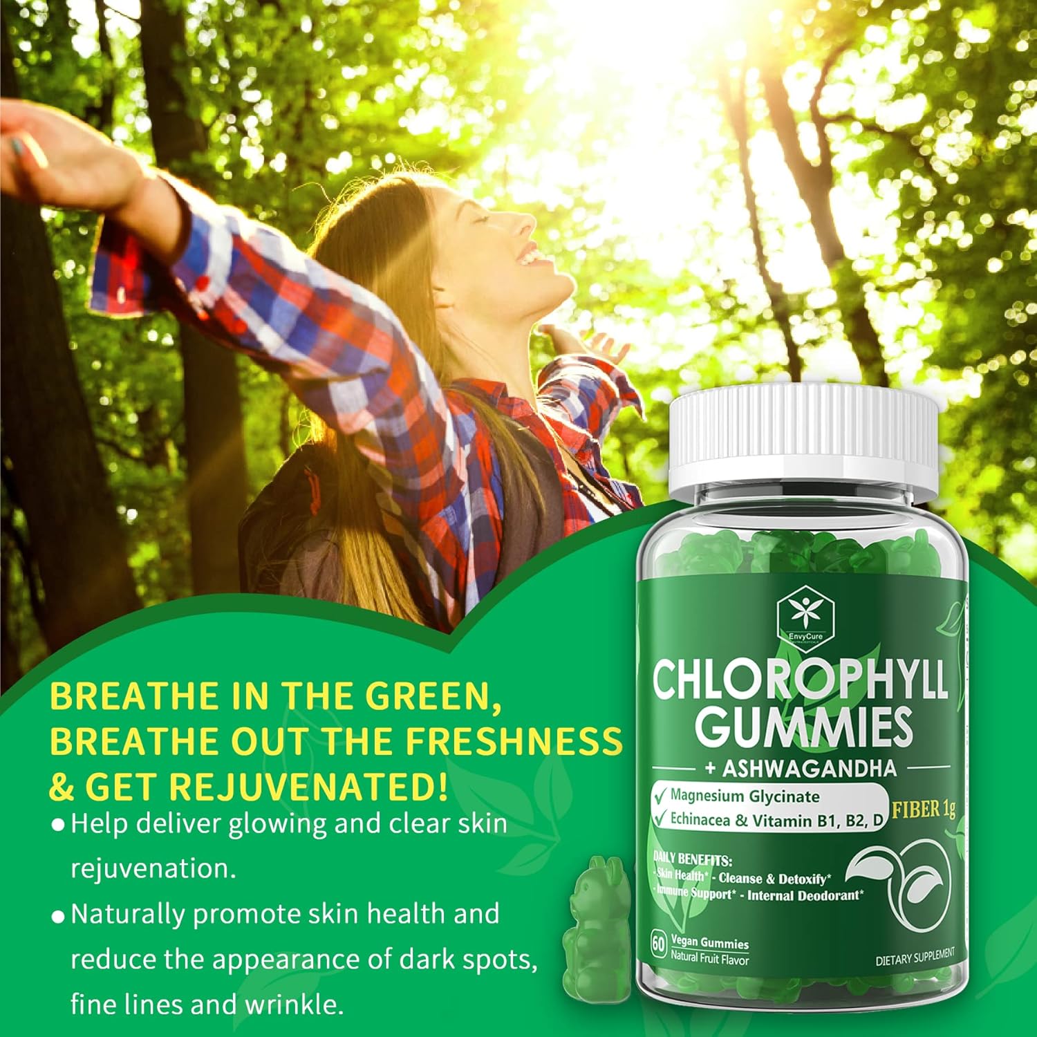Digestive Enzymes and Chlorophyll Fiber Gummies Bundle for Digestive Health