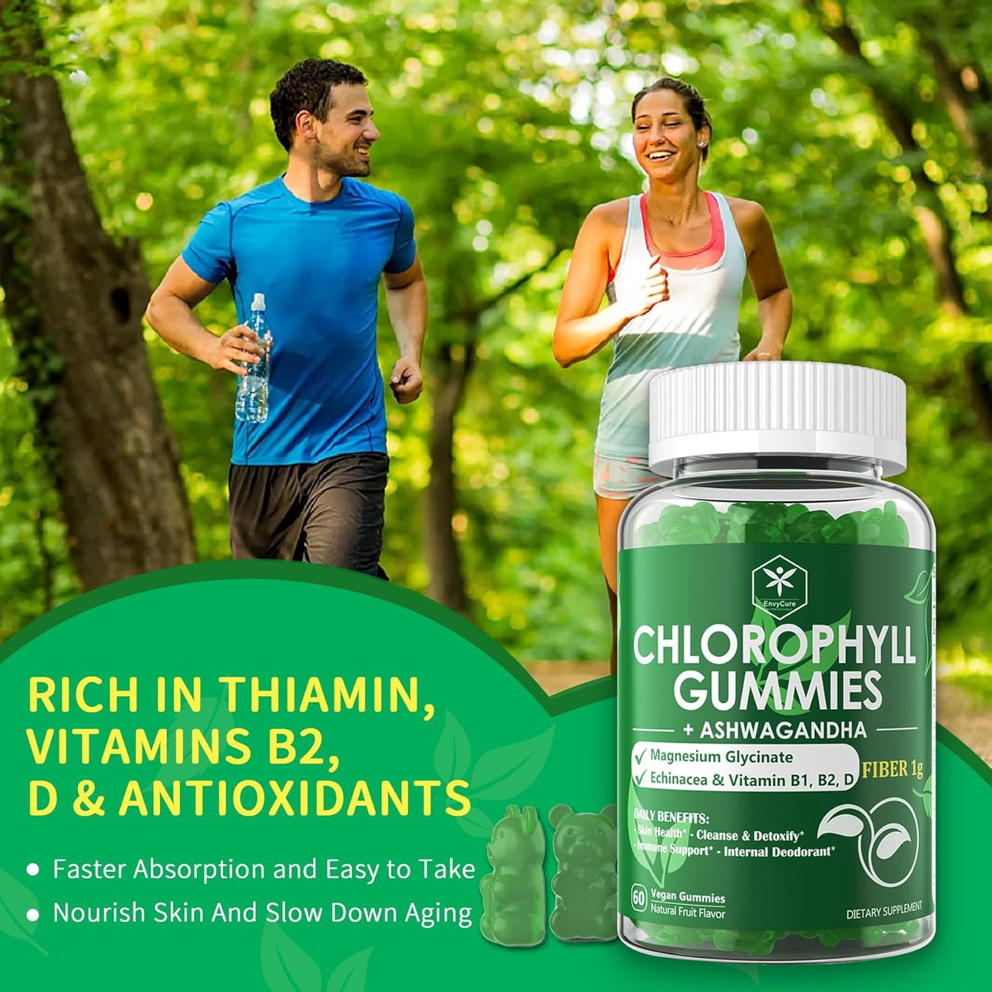Digestive Enzymes and Chlorophyll Fiber Gummies Bundle for Digestive Health