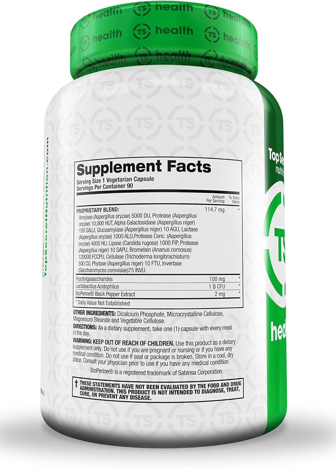 Digestive Enzymes and Probiotics by Top Secret Nutrition - 90 Count