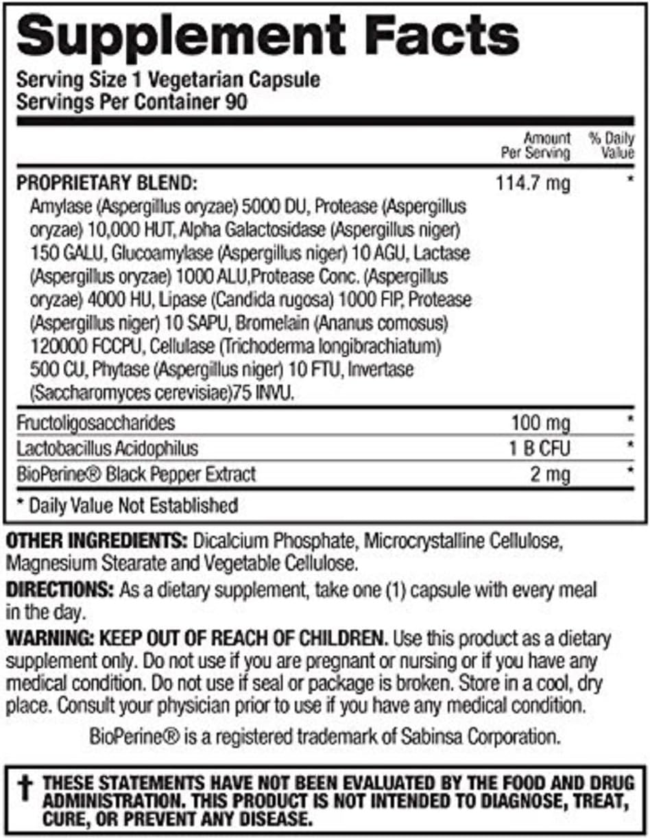 Digestive Enzymes and Probiotics by Top Secret Nutrition - 90 Count