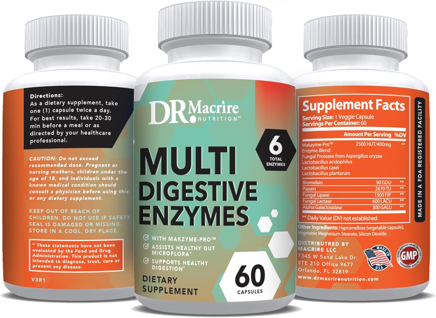 Digestive Enzymes Capsules with Bromelain and Papain for Gut and Immune Support - Vegan Formula, 60 caps