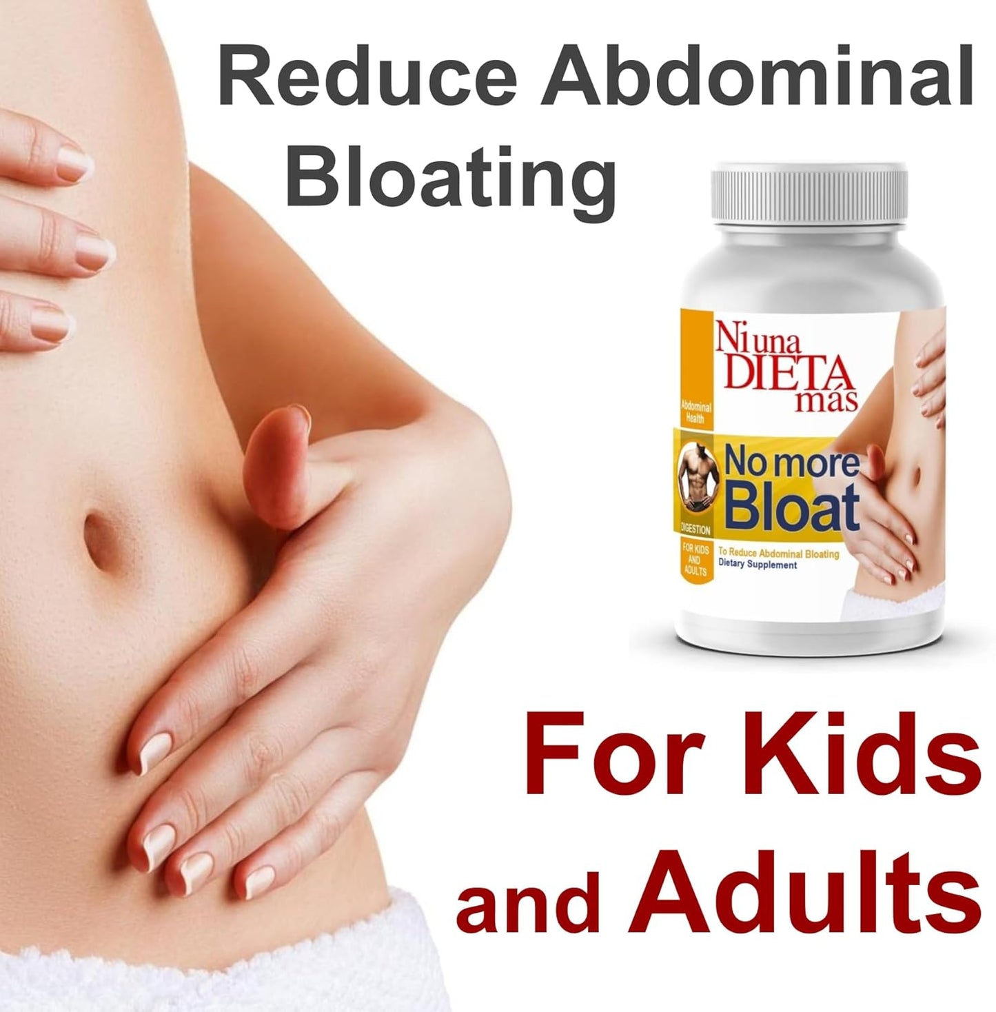 Digestive Enzymes for Abdominal Bloating Reduction - Supports Digestion of Various Foods - Kids and Adults - 60 Capsules