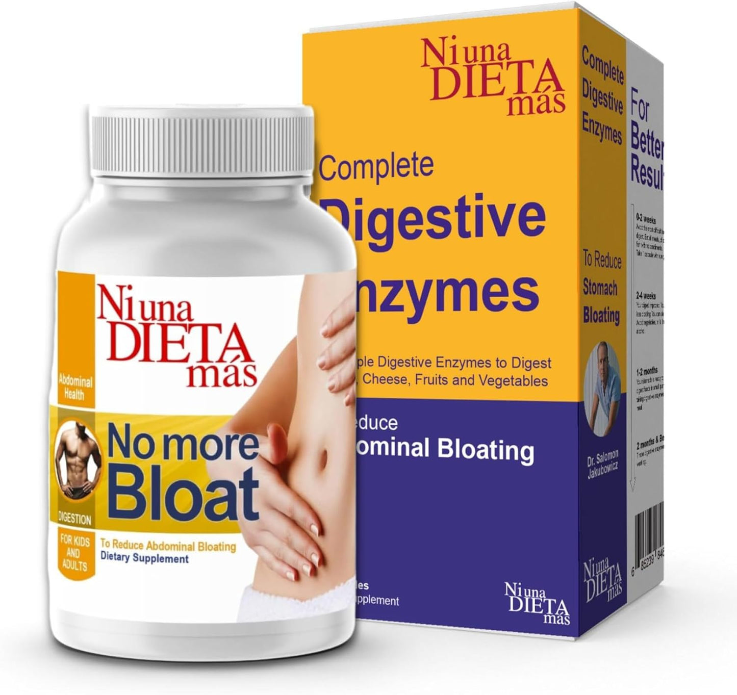 Digestive Enzymes for Abdominal Bloating Reduction - Supports Digestion of Various Foods - Kids and Adults - 60 Capsules