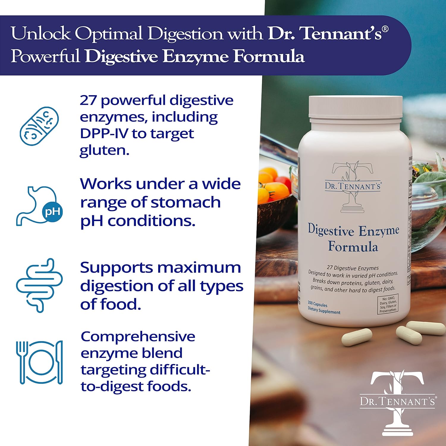 Digestive Enzymes Formula for GERD, Heartburn & Acid Reflux Relief - Gut Health & Bloating Relief - 2x DPP-IV Enzyme - 200 Count - BoostGo Australia
