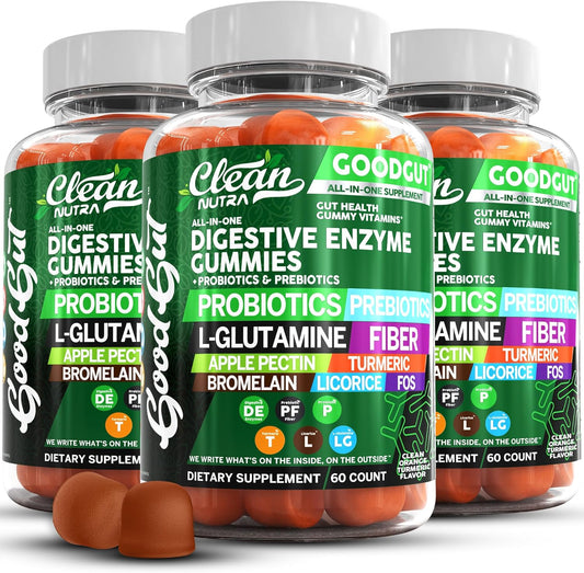 Digestive Enzymes Gummies with Probiotics, Prebiotics, and L-Glutamine for Gut Health