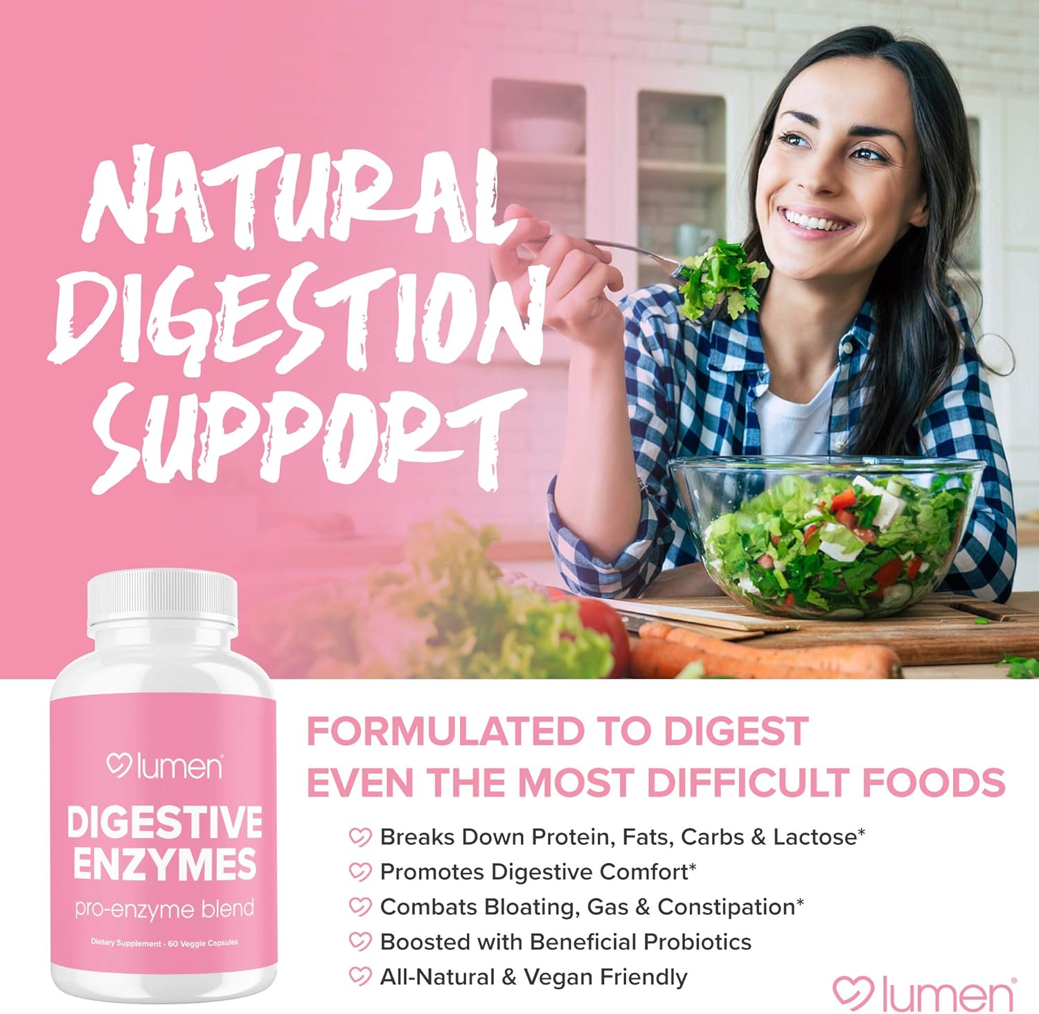 Digestive Enzymes Probiotics & Prebiotics Supplement for Healthy Digestion & Nutrient Absorption - Bloating Relief for Women & Men - 60 Vegetable Capsules
