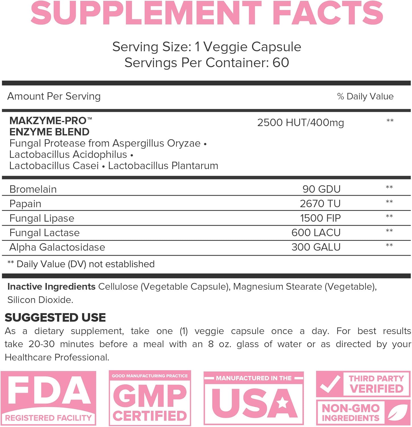 Digestive Enzymes Probiotics & Prebiotics Supplement for Healthy Digestion & Nutrient Absorption - Bloating Relief for Women & Men - 60 Vegetable Capsules