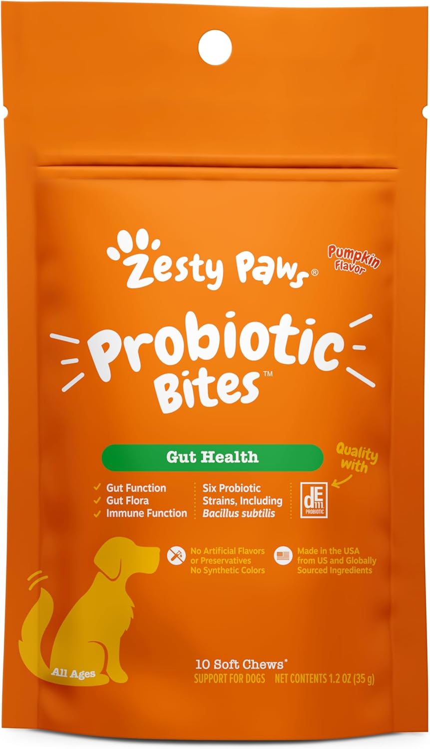 Digestive Enzymes Soft Chews for Dogs - Probiotics for Gut Flora, Digestive Health, Diarrhea & Bowel Support - Includes Clinically Studied DE111 - 10 Count Immune System Supplement