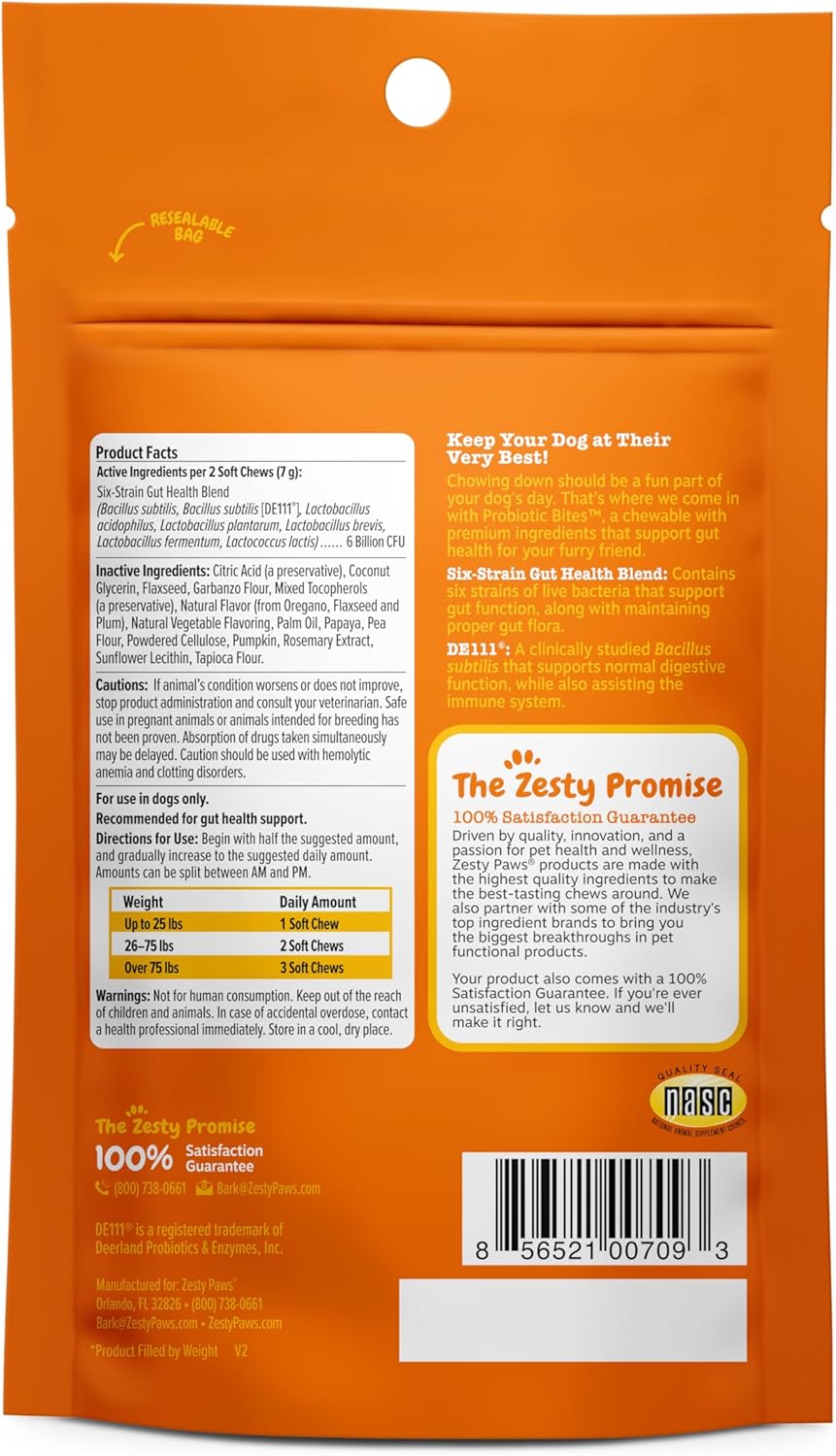 Digestive Enzymes Soft Chews for Dogs - Probiotics for Gut Flora, Digestive Health, Diarrhea & Bowel Support - Includes Clinically Studied DE111 - 10 Count Immune System Supplement
