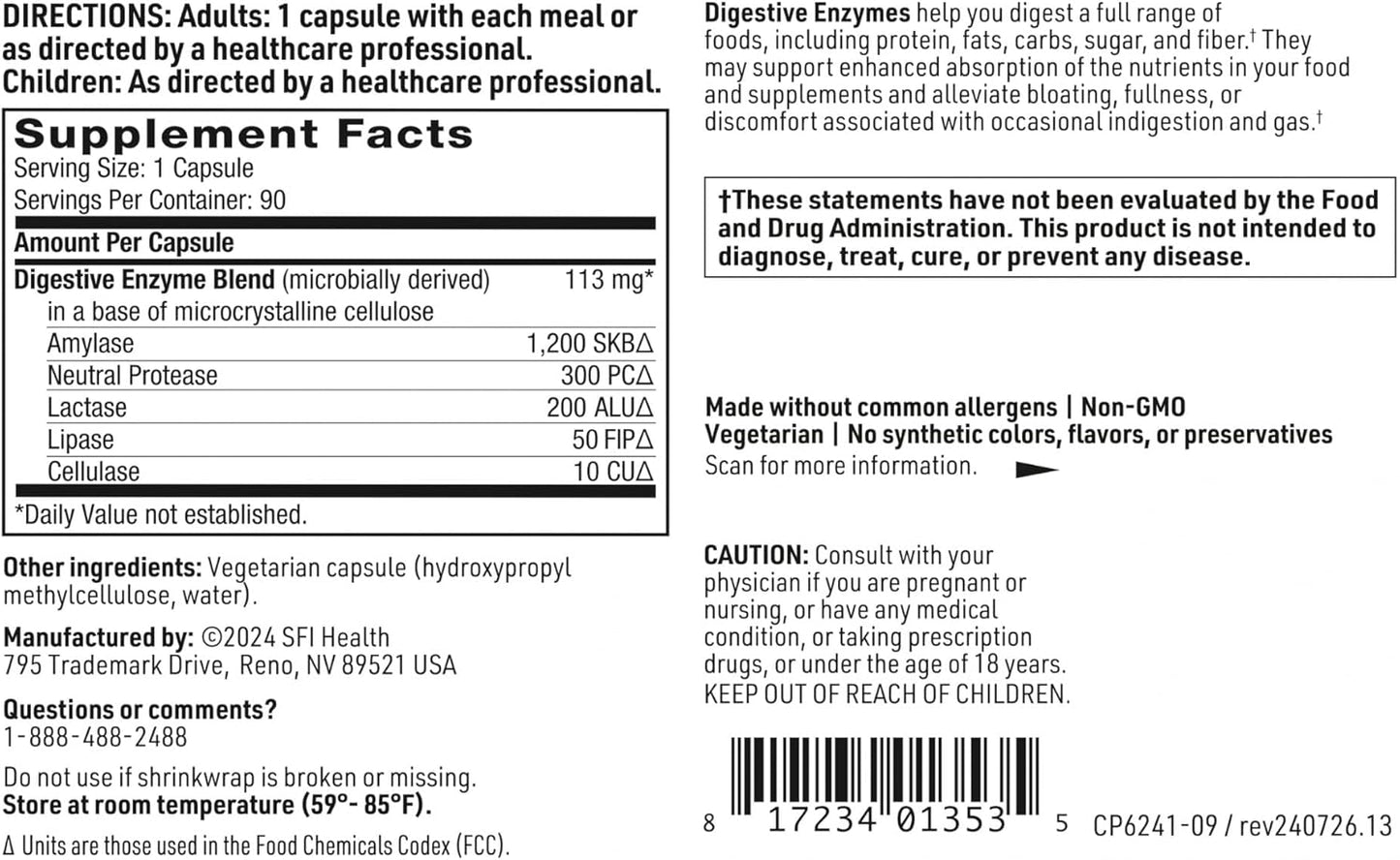 Digestive Enzymes Supplement for Gut Health - Supports Digestion with Amylase, Protease, Lactase, Cellulase & Lipase Enzymes - Helps with Bloating & Gas - 90 Capsules