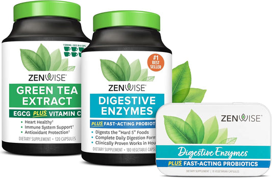 Digestive Enzymes with Green Tea Extract in Portable Tin for Gut Health