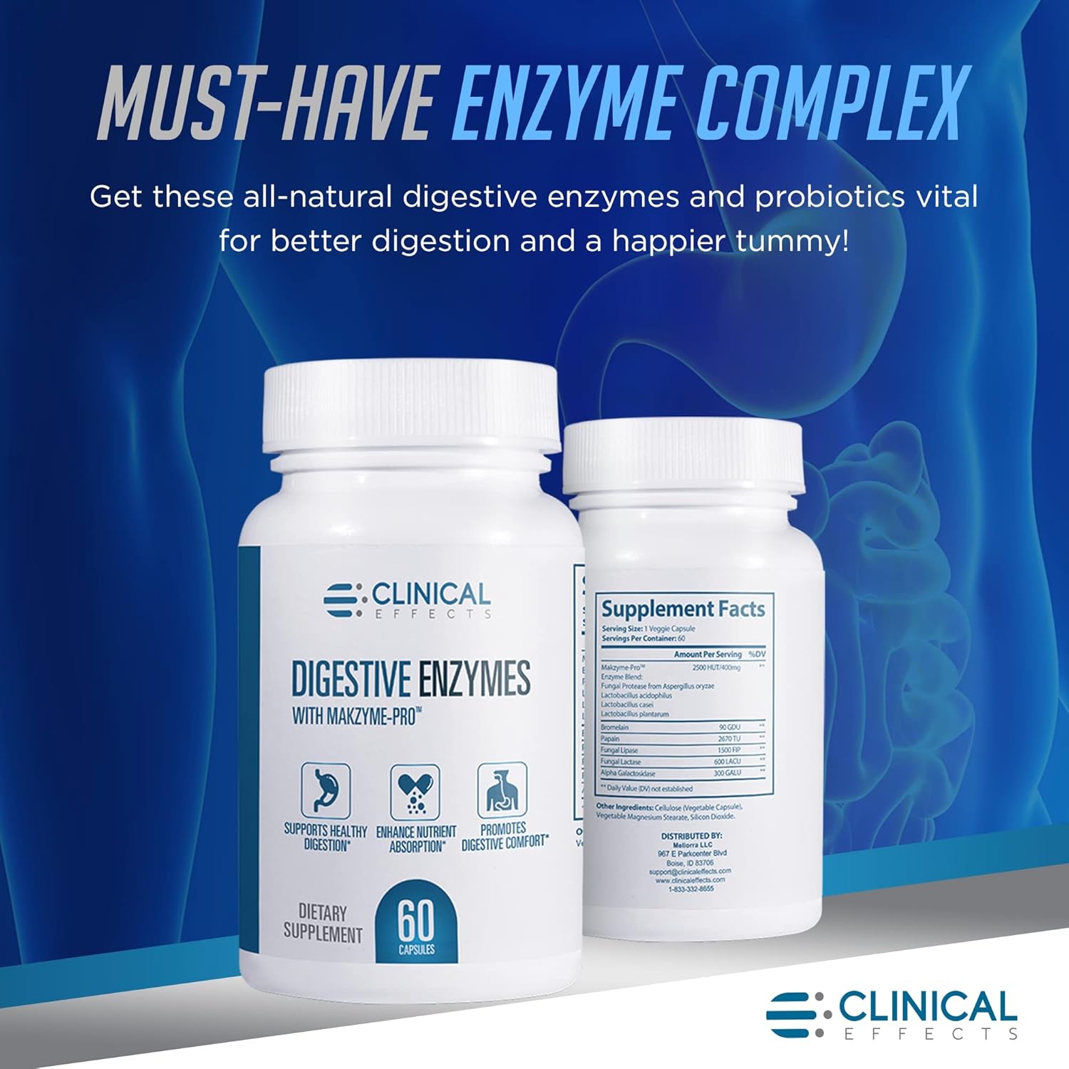 Digestive Enzymes with Makzyme-Pro - Probiotic Supplement for Gut Health & Digestion Support - 60 Vegan Capsules - USA Made