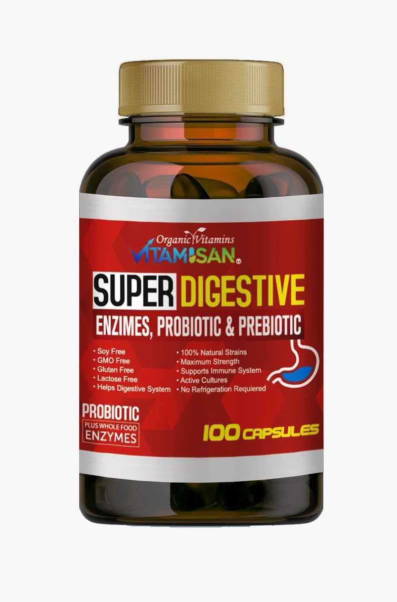 Digestive Enzymes with Probiotic and Prebiotic - 100 Capsules for Improved Digestion