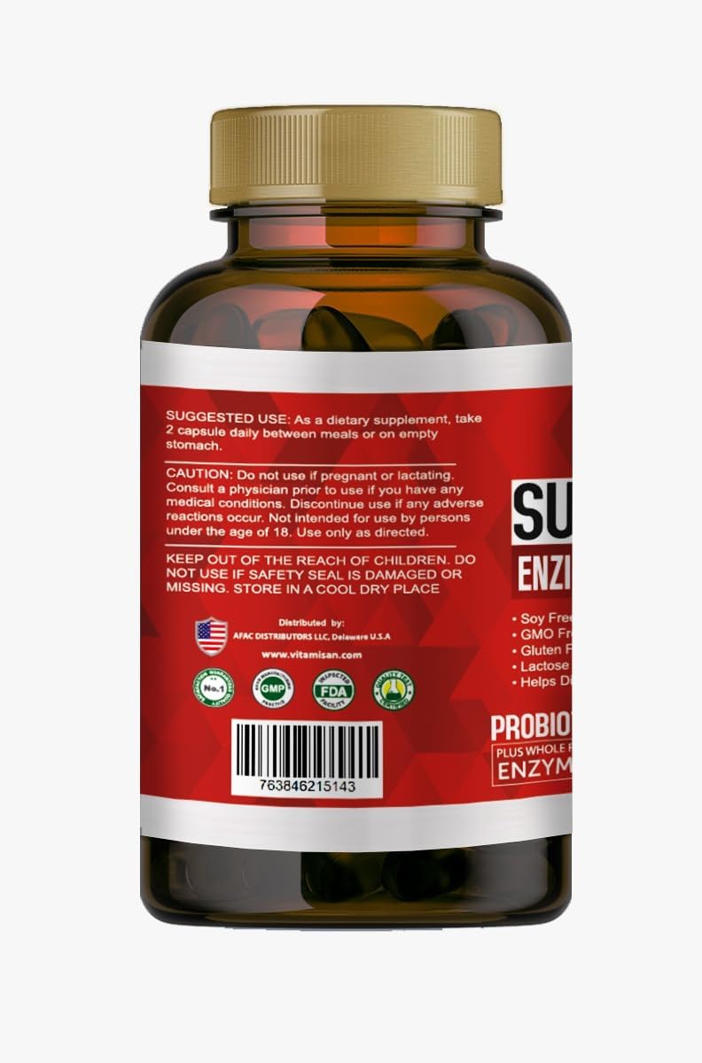 Digestive Enzymes with Probiotic and Prebiotic - 100 Capsules for Improved Digestion