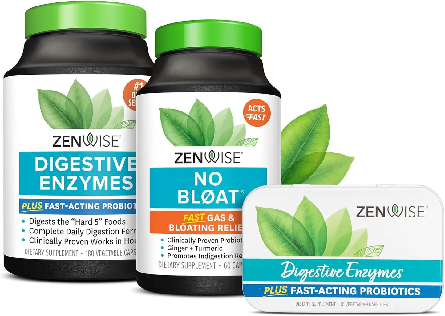 Digestive Enzymes with Probiotics for Bloating Relief and Gut Health, Free Travel Tin - Zenwise Health