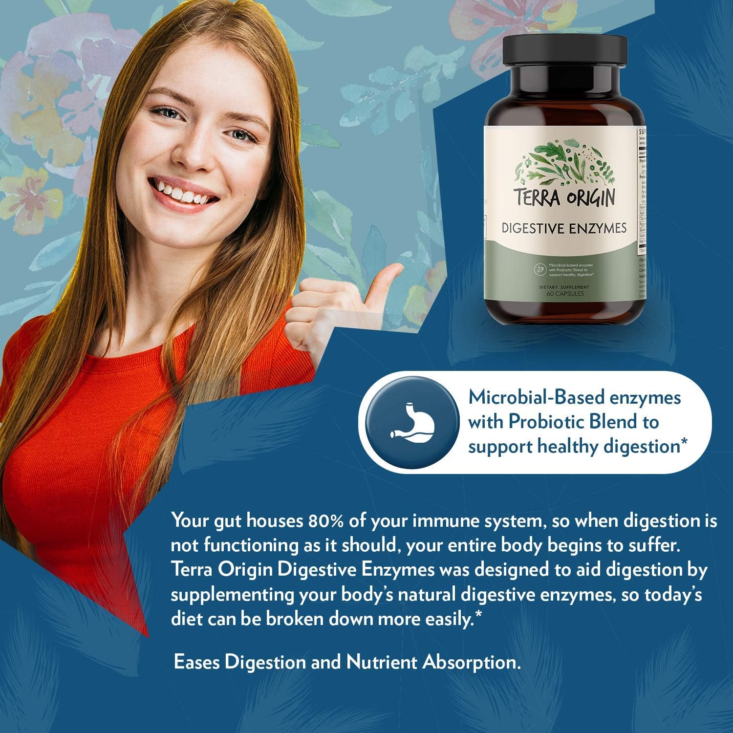 Digestive Enzymes with Probiotics for Healthy Digestion - 60 Servings, Gluten-Free, Made in USA