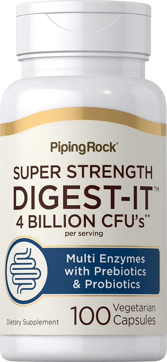 Digestive Enzymes with Probiotics, Prebiotics, and 4 Billion CFU | 100 Capsules | Multi Supplement for Men & Women | Non-GMO, Gluten Free | Extra Strength Formula
