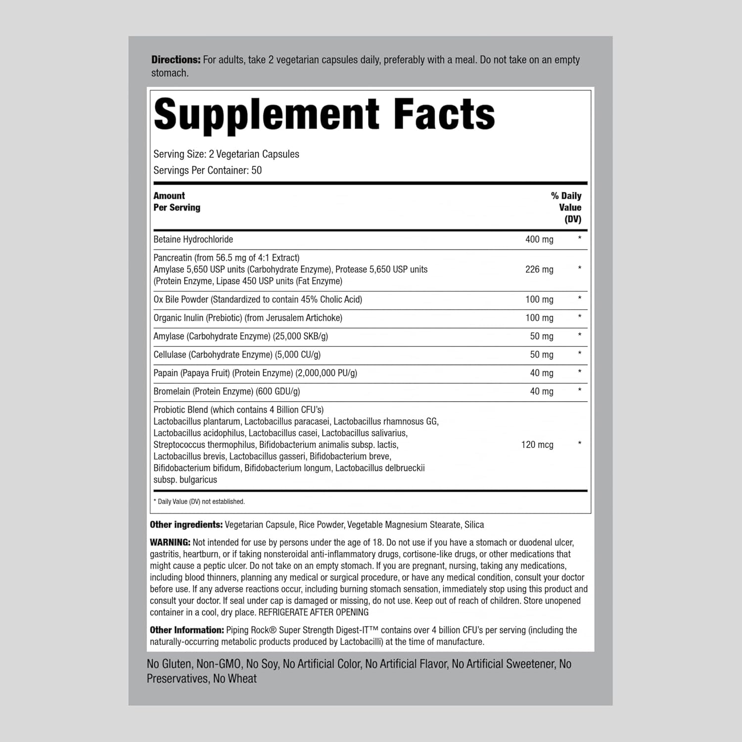 Digestive Enzymes with Probiotics, Prebiotics, and 4 Billion CFU | 100 Capsules | Multi Supplement for Men & Women | Non-GMO, Gluten Free | Extra Strength Formula