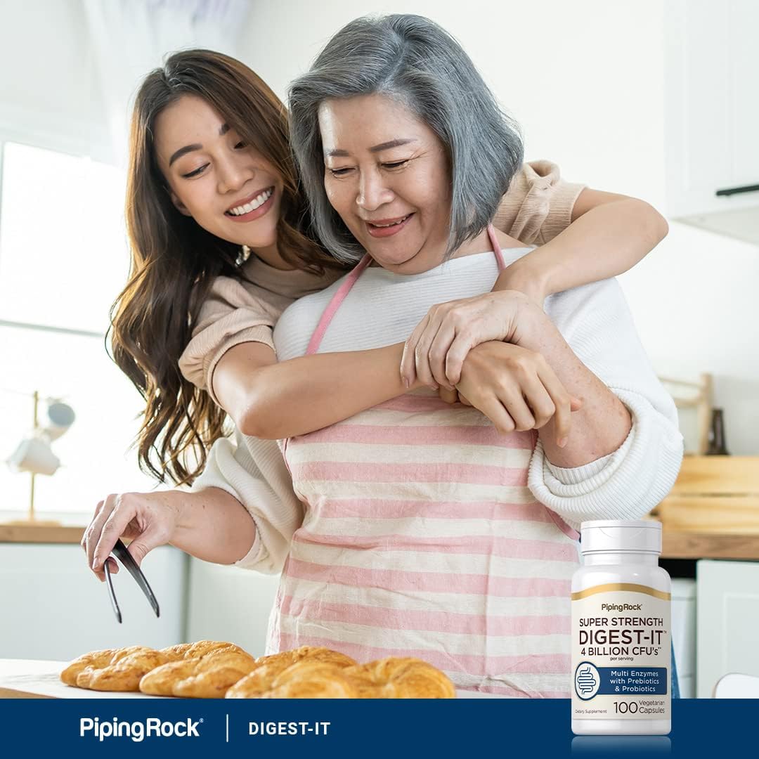 Digestive Enzymes with Probiotics, Prebiotics, and 4 Billion CFU | 100 Capsules | Multi Supplement for Men & Women | Non-GMO, Gluten Free | Extra Strength Formula