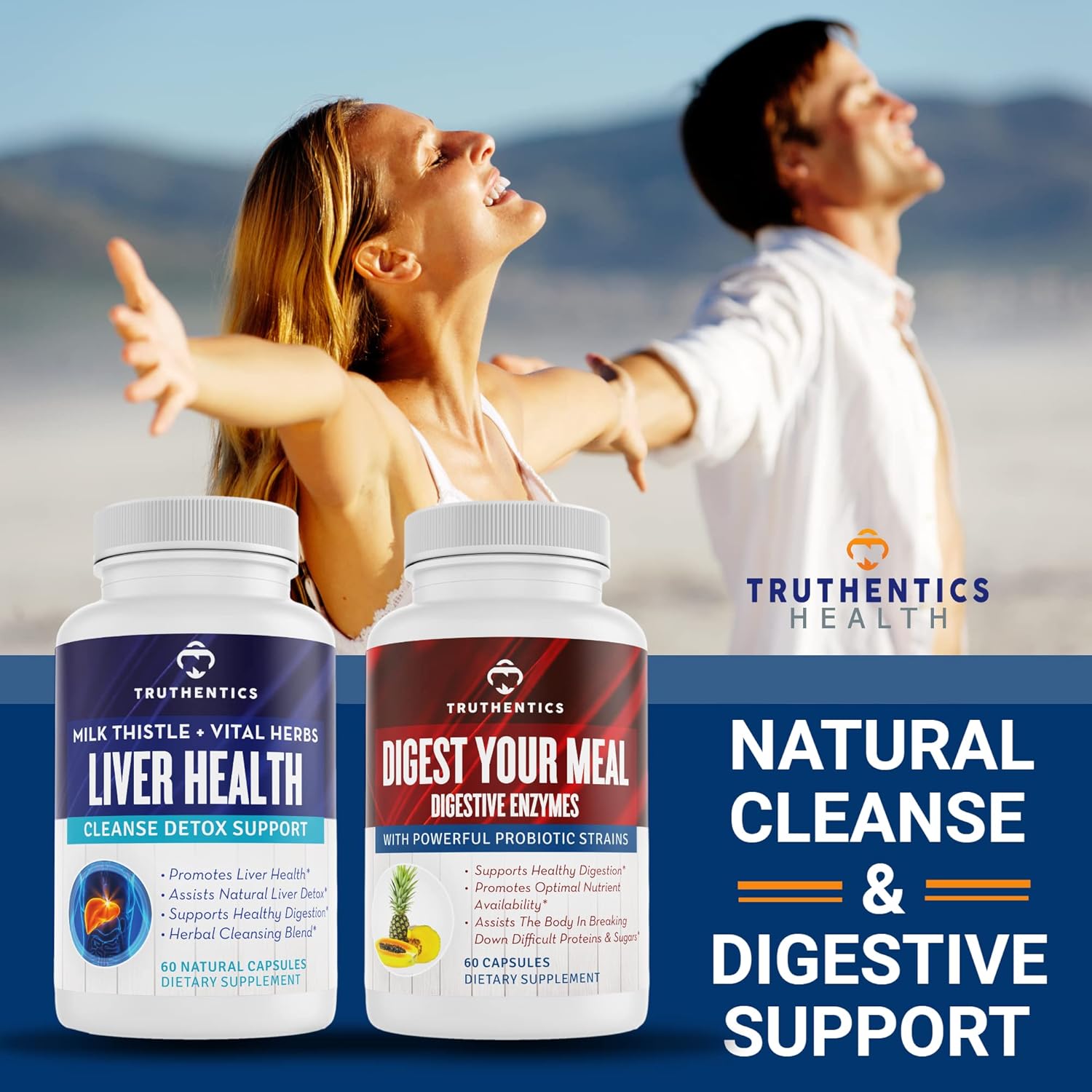 Digestive Enzymes with Probiotics, Prebiotics, and Bromelain - Vegan Aid for Digestion, Bloating, & Gas Relief - 60 Capsules