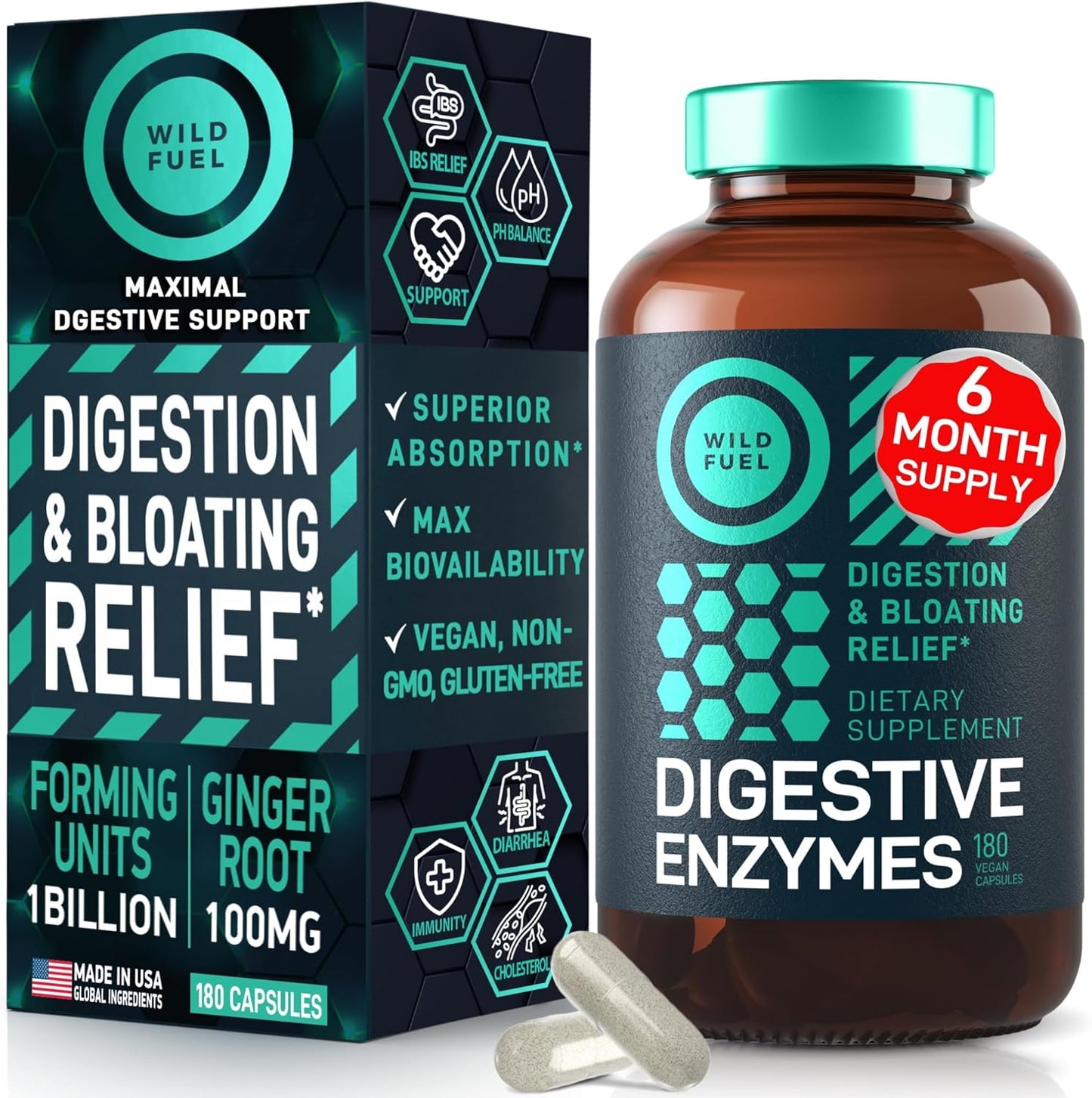 Digestive Enzymes with Probiotics, Prebiotics, and Vegan B12 for Enhanced Gut Health