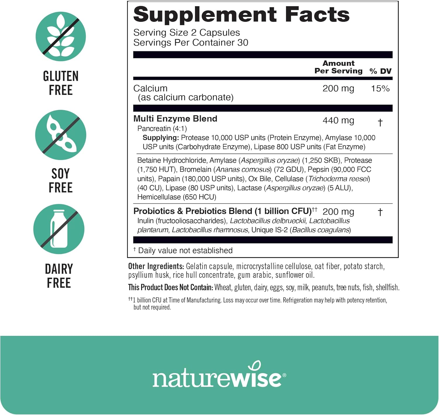 Digestive Enzymes with Probiotics, Prebiotics, Bromelain, and Papaya - Soy-Free Non-GMO Capsules - 60 Count - BoostGo Australia