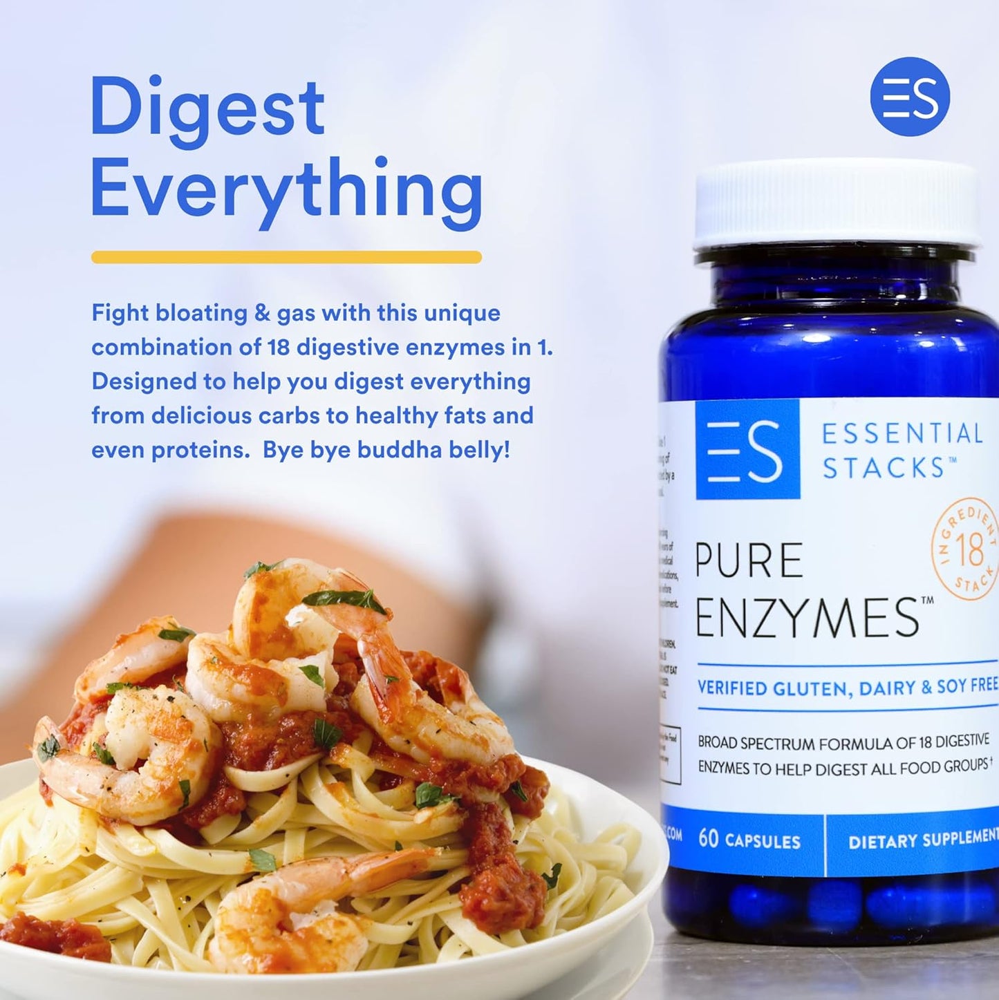 Digestive Health Bundle: Enzymes & Betaine HCL for Bloating Relief - 60 Digestive Enzymes & 120 Betaine HCL with Pepsin Tablets