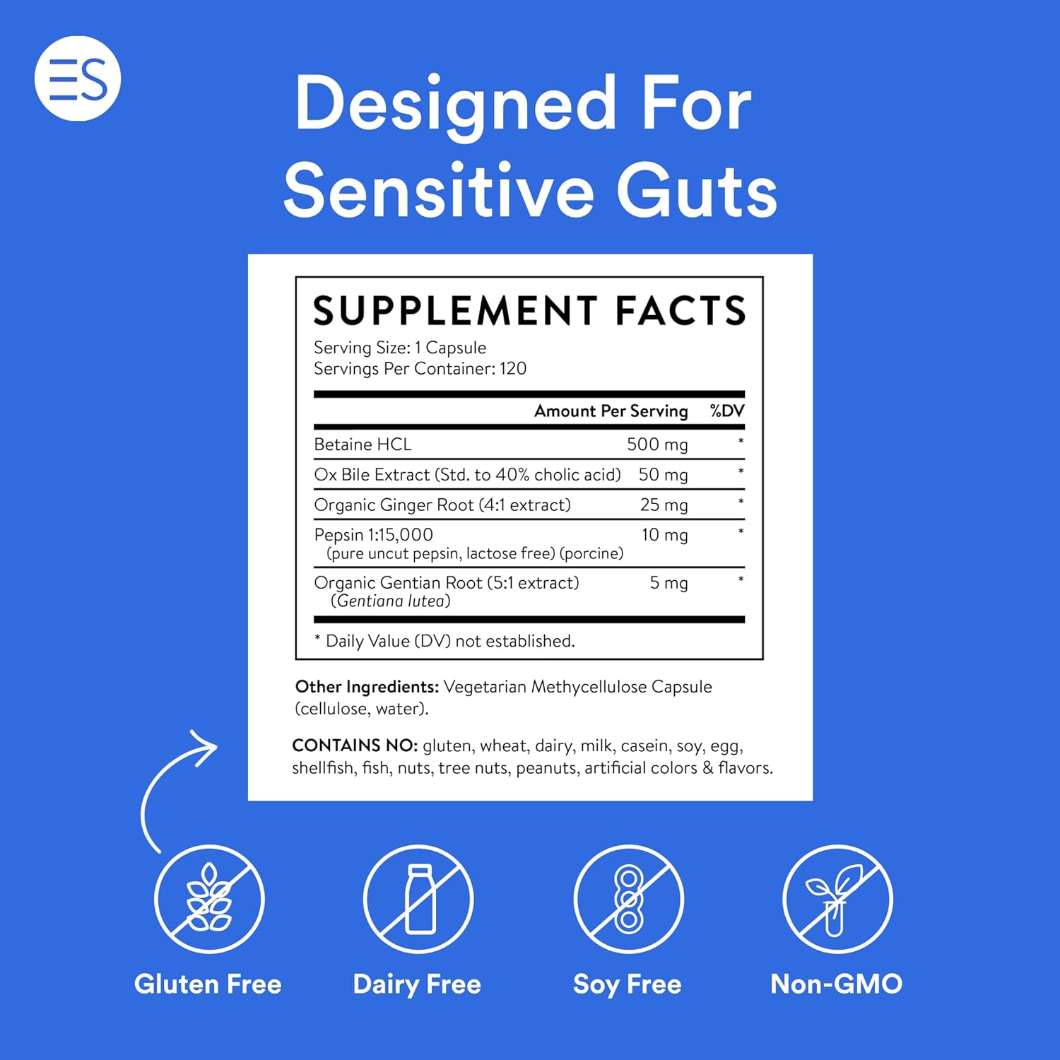 Digestive Health Bundle: Enzymes & Betaine HCL for Bloating Relief - 60 Digestive Enzymes & 120 Betaine HCL with Pepsin Tablets