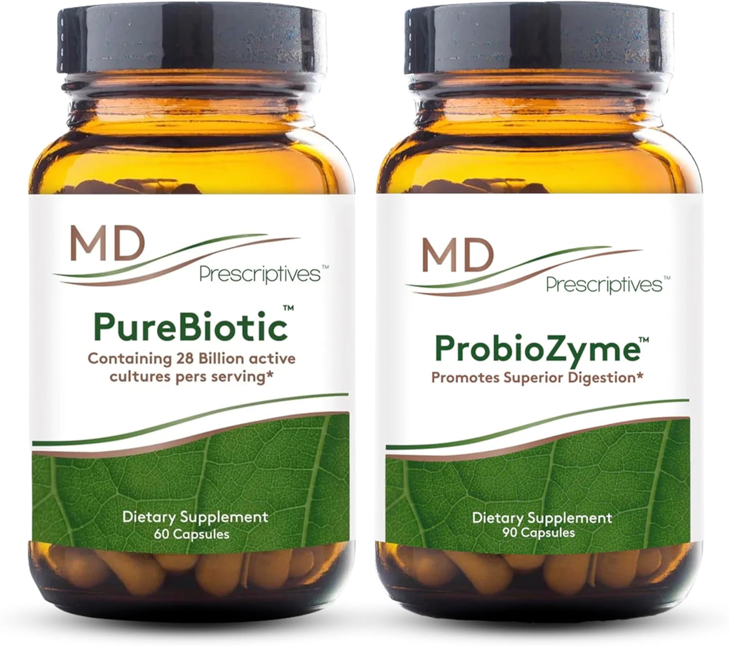 Digestive Health Bundle: PureBiotic and ProbioZyme Supplements - 60/90 Capsules for Gut Health