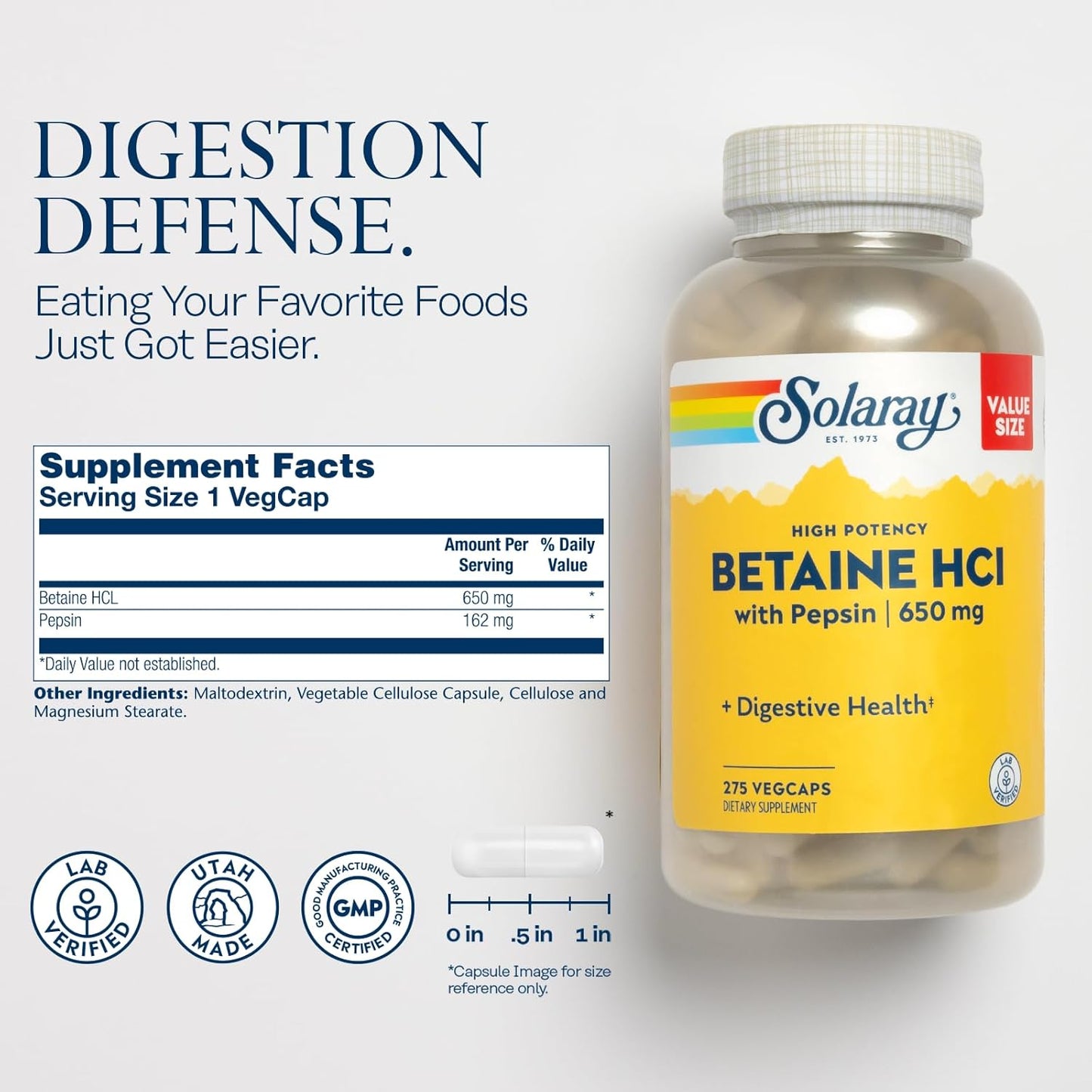 Digestive Health Bundle: SOLARAY Betaine HCl, Pepsin, and Super Digestaway Supplement Pack