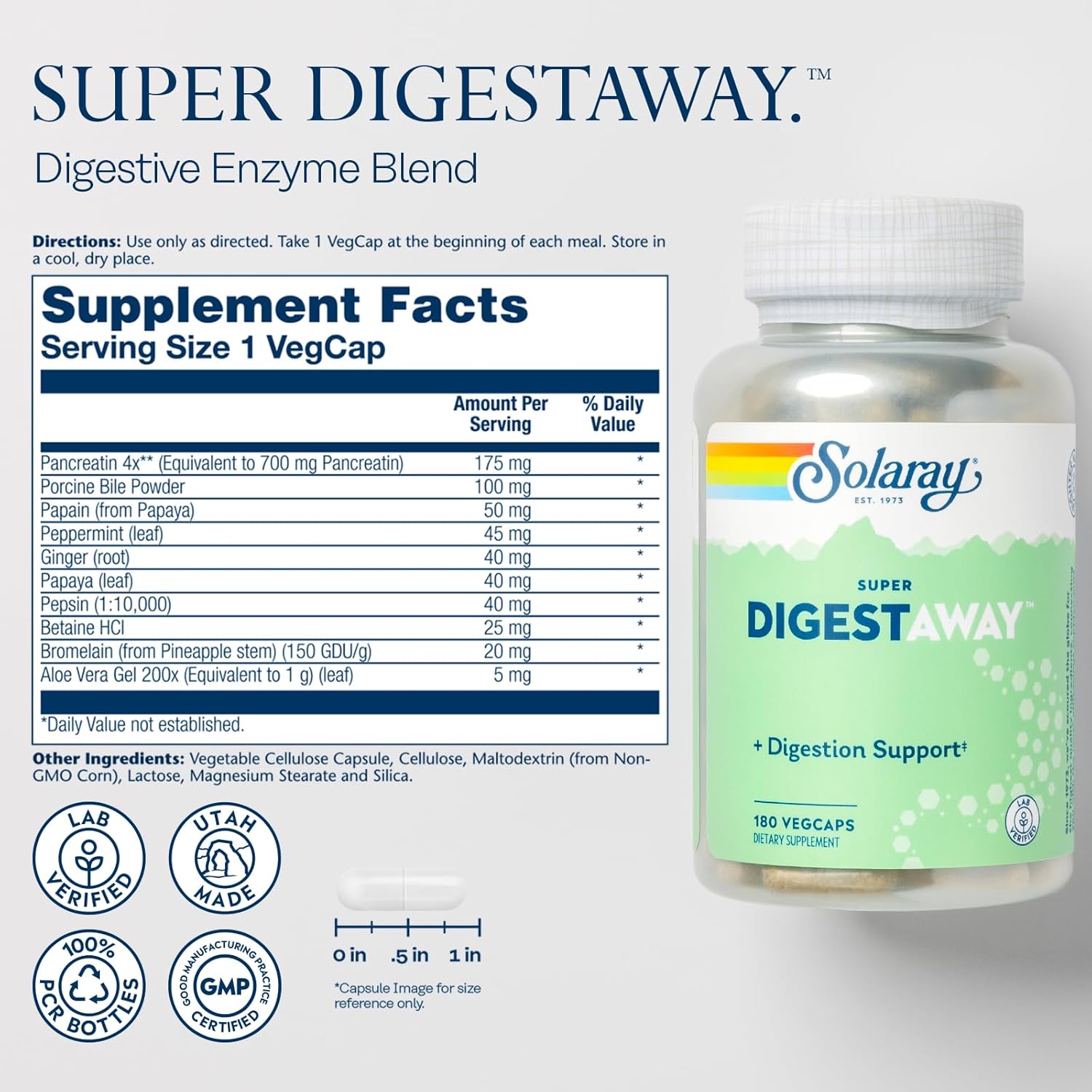 Digestive Health Bundle: SOLARAY Betaine HCl, Pepsin, and Super Digestaway Supplement Pack