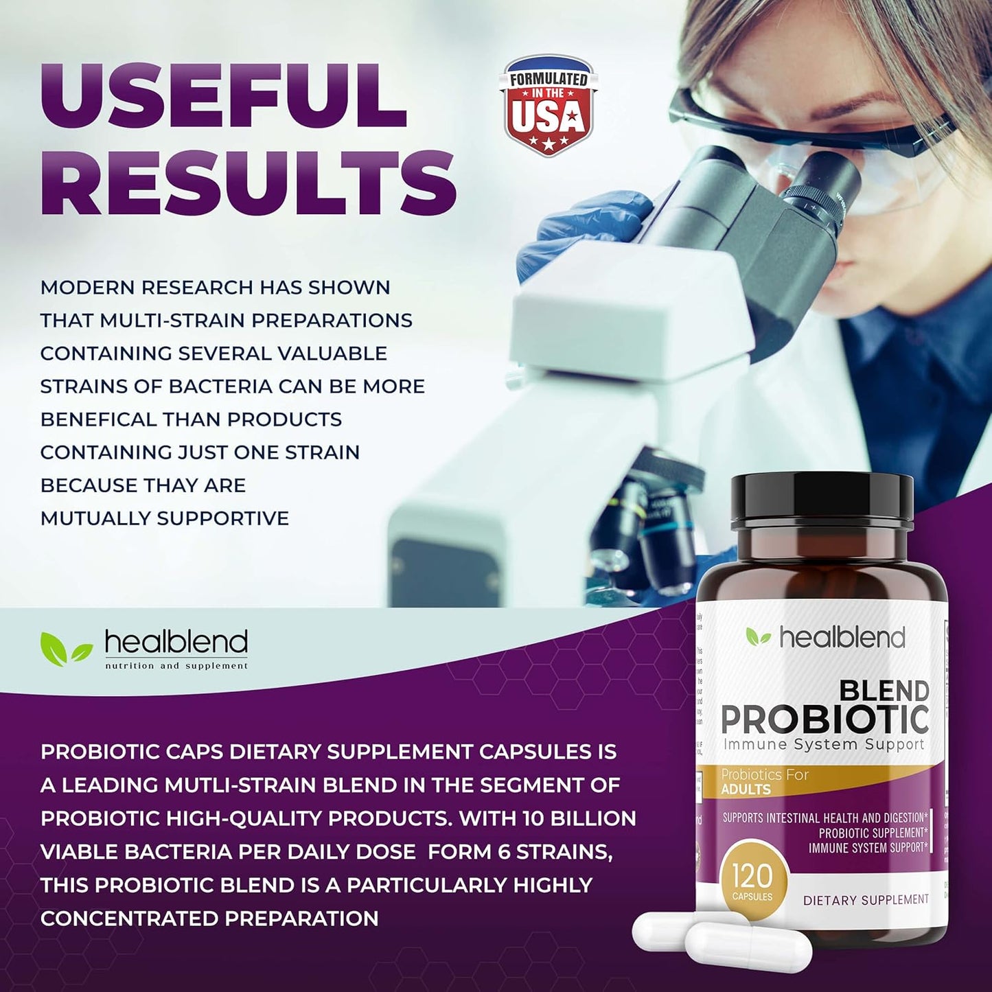 Digestive Health Probiotic Capsules for Men and Women - Immune System Support, Non-GMO, Gluten-Free - 120 Veg Caps