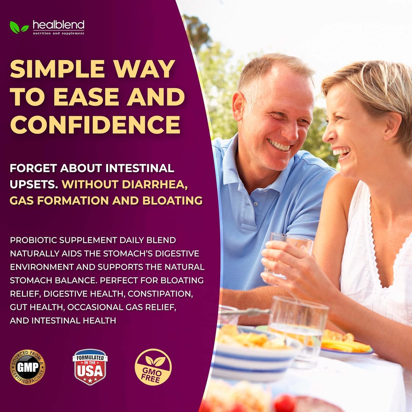 Digestive Health Probiotic Capsules for Men and Women - Immune System Support, Non-GMO, Gluten-Free - 120 Veg Caps