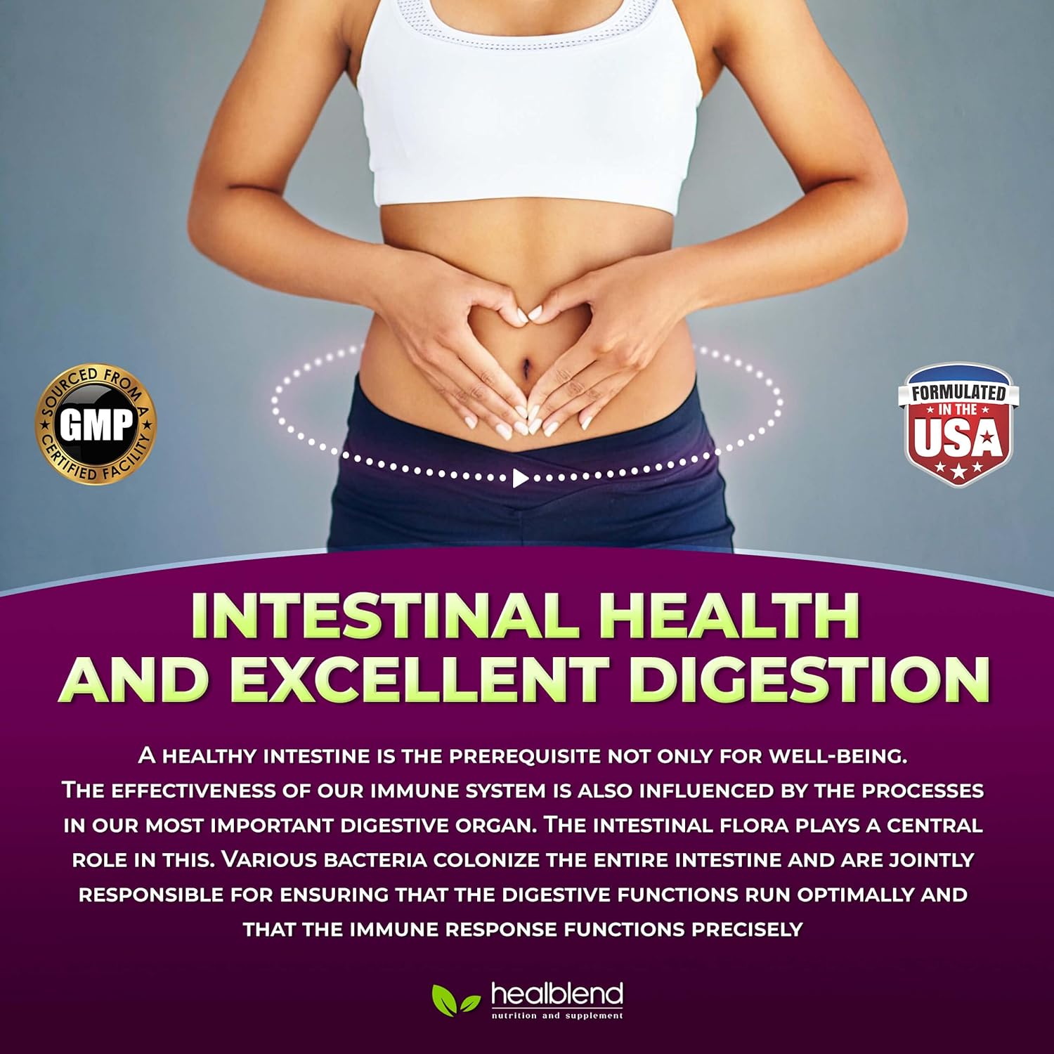 Digestive Health Probiotic Capsules for Men and Women - Immune System Support, Non-GMO, Gluten-Free - 120 Veg Caps