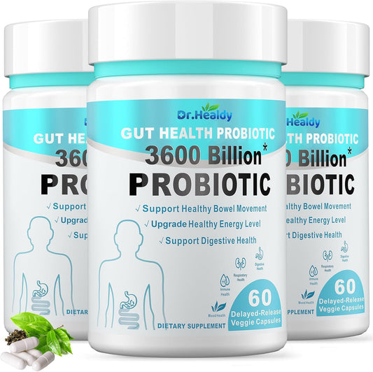 Digestive Health Probiotics for Men and Women - Colon Cleanse with 3600 Billion CFU, 15 Strains - Supports Gut Health, Diarrhea, Gas, Bloating - Vegan, USA Made - Ideal Gifts
