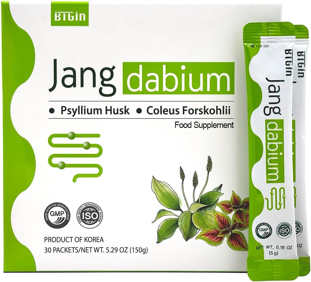 Digestive Health Supplement with Psyllium Husk Fiber, Coleus Forskohlii, Fish Collagen - 30 Packets for Weight Management and Colon Cleanse by BTGIN