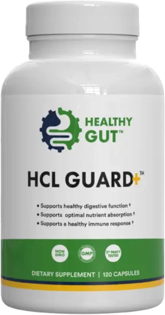 Digestive Health Support Supplement | HCL Guard+ with Betaine, Ginger, DGL, Pepsin | 60 Servings | Promotes Gut Health