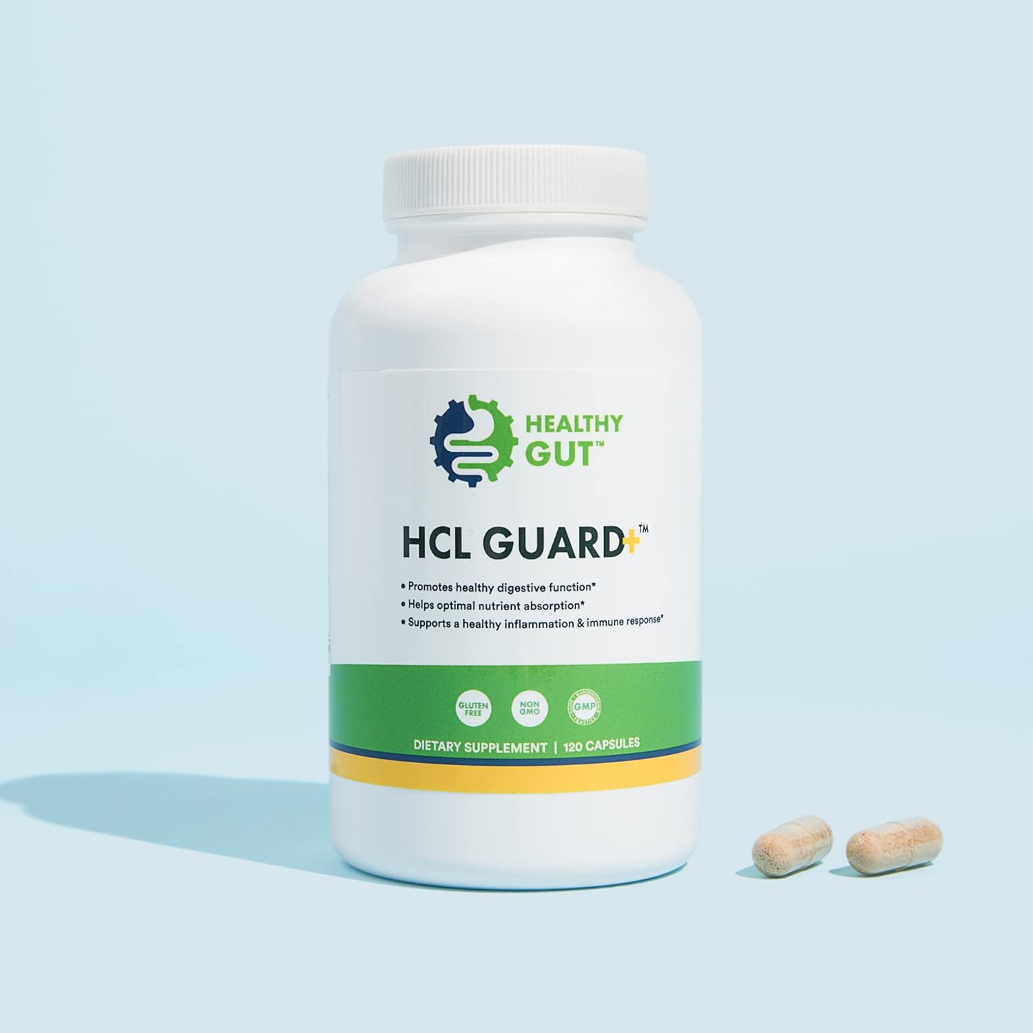 Digestive Health Support Supplement | HCL Guard+ with Betaine, Ginger, DGL, Pepsin | 60 Servings | Promotes Gut Health