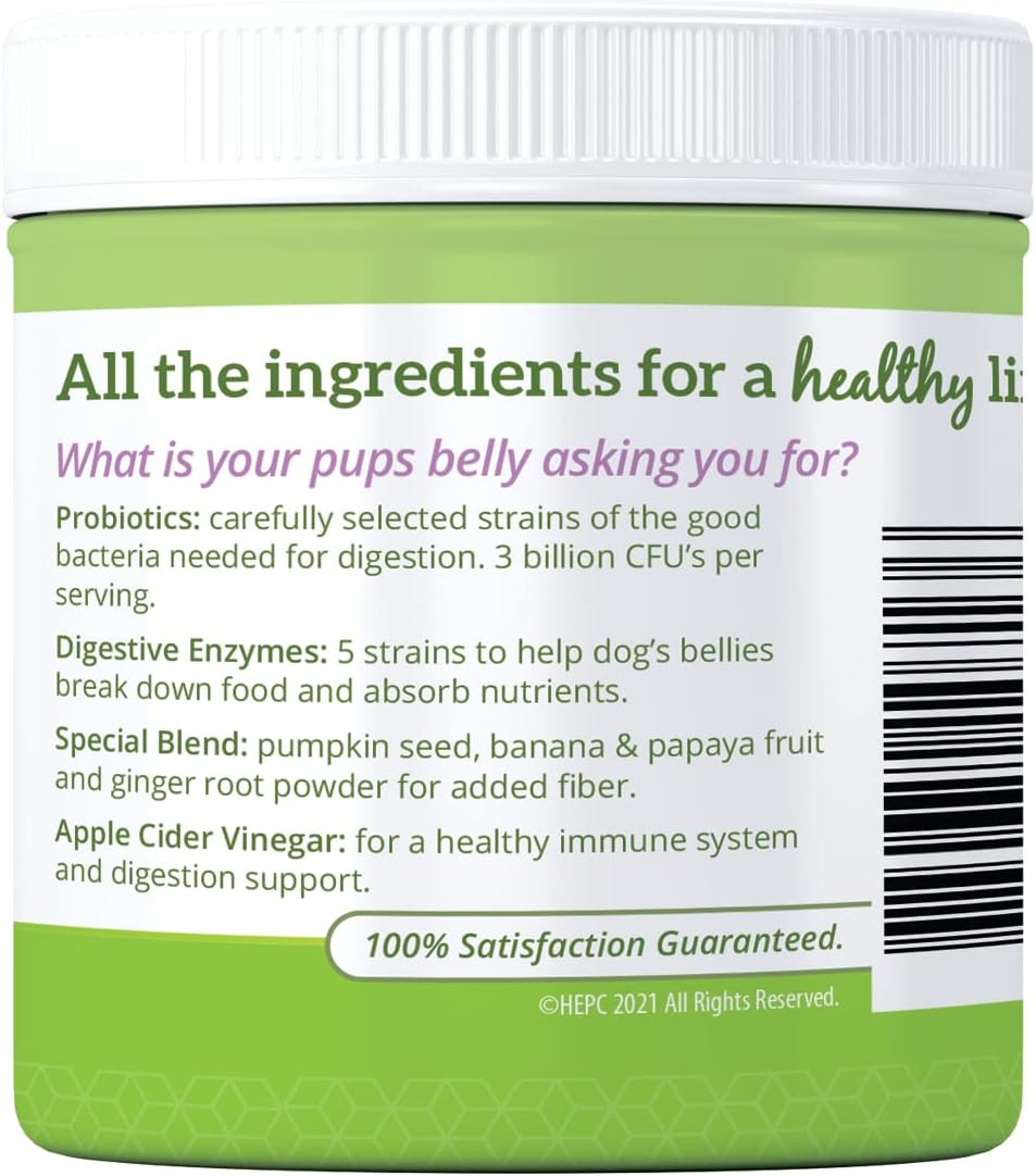 Digestive Probiotic for Dogs & Puppies - Supports Belly & Immunity, 3 Billion CFUs, Natural Ingredients