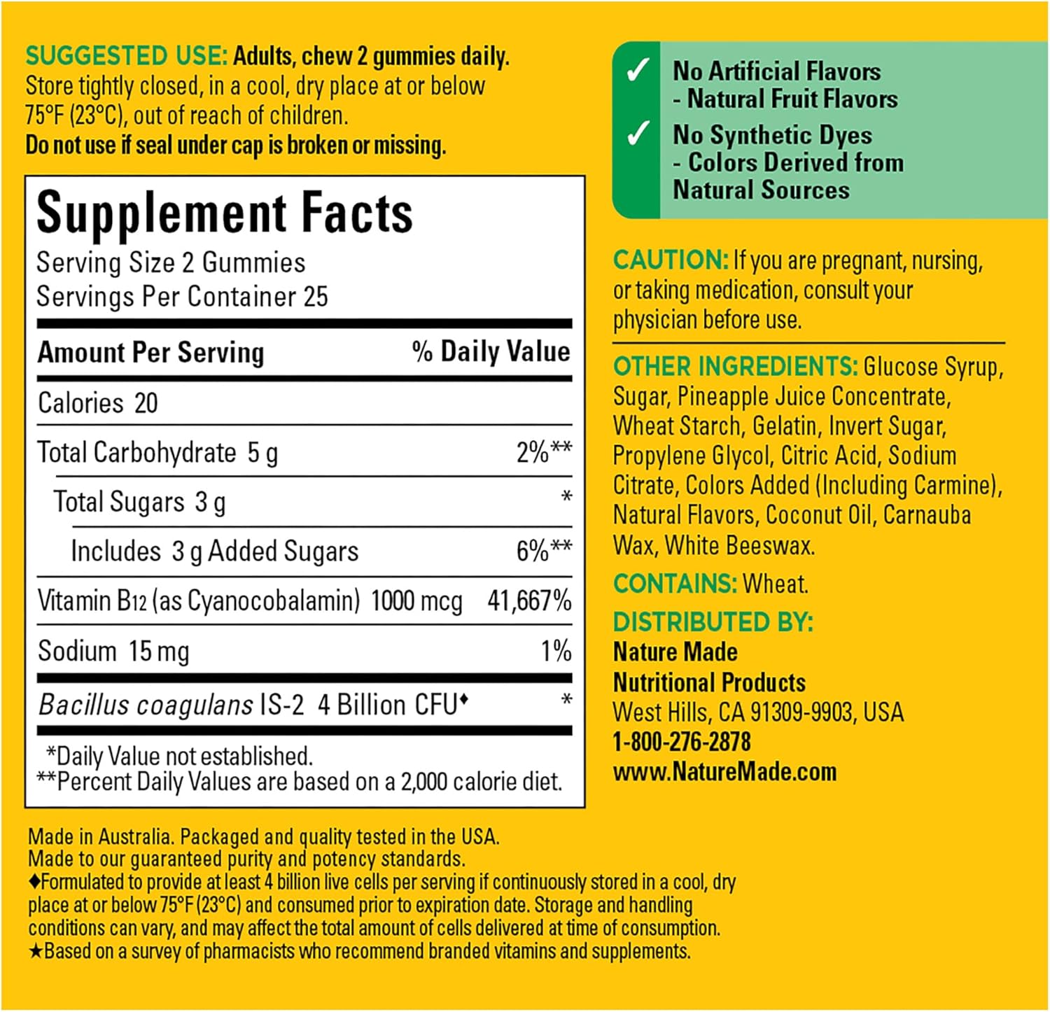 Digestive Probiotics and Energy B12 Gummies for Women and Men - 50 Gummies, 25 Day Supply
